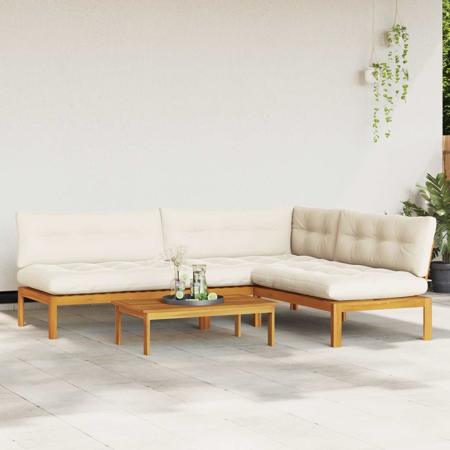 4 Stück Garten Pallet Sofa Einheiten Massivholz Akazie Natur