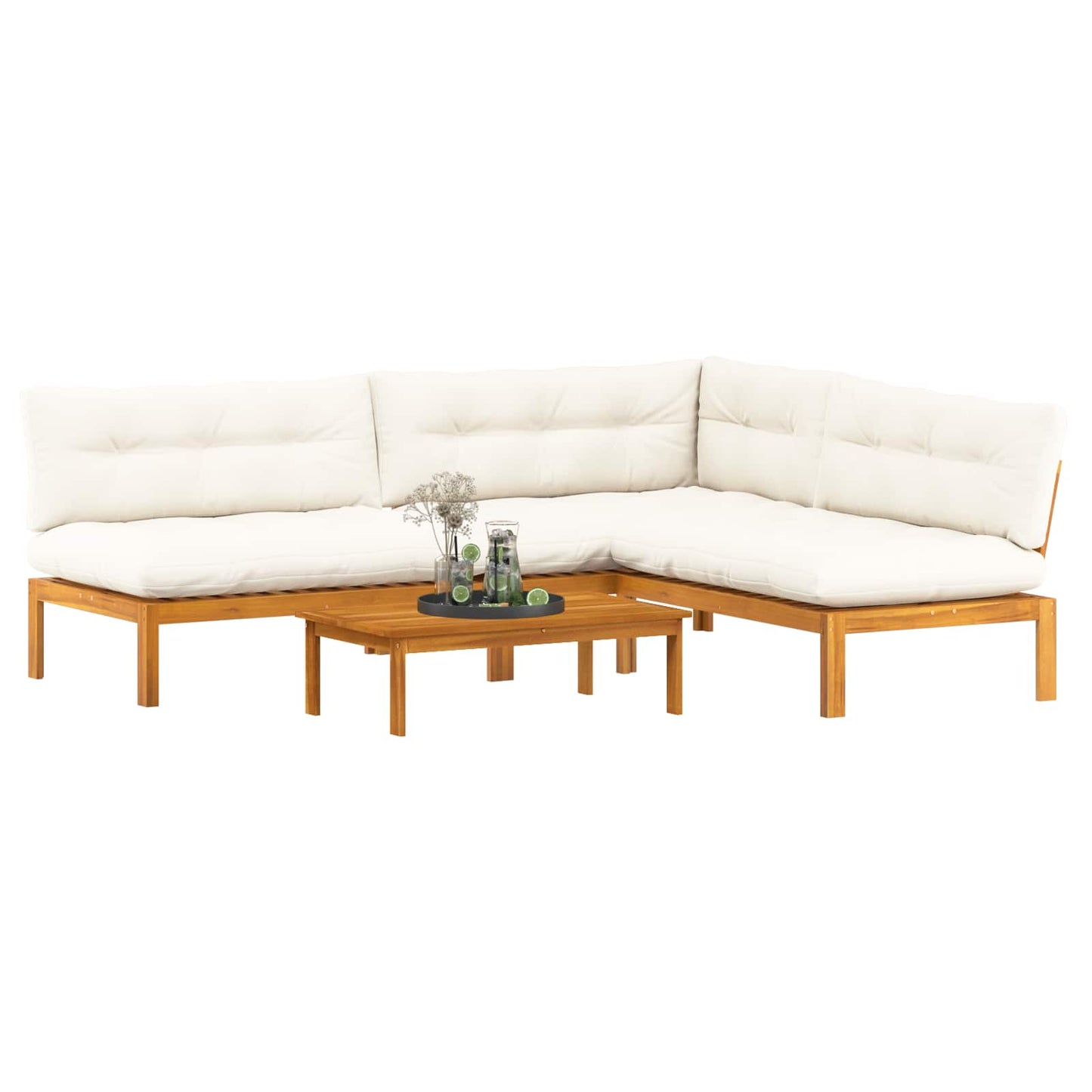 4 Stück Garten Pallet Sofa Einheiten Massivholz Akazie Natur