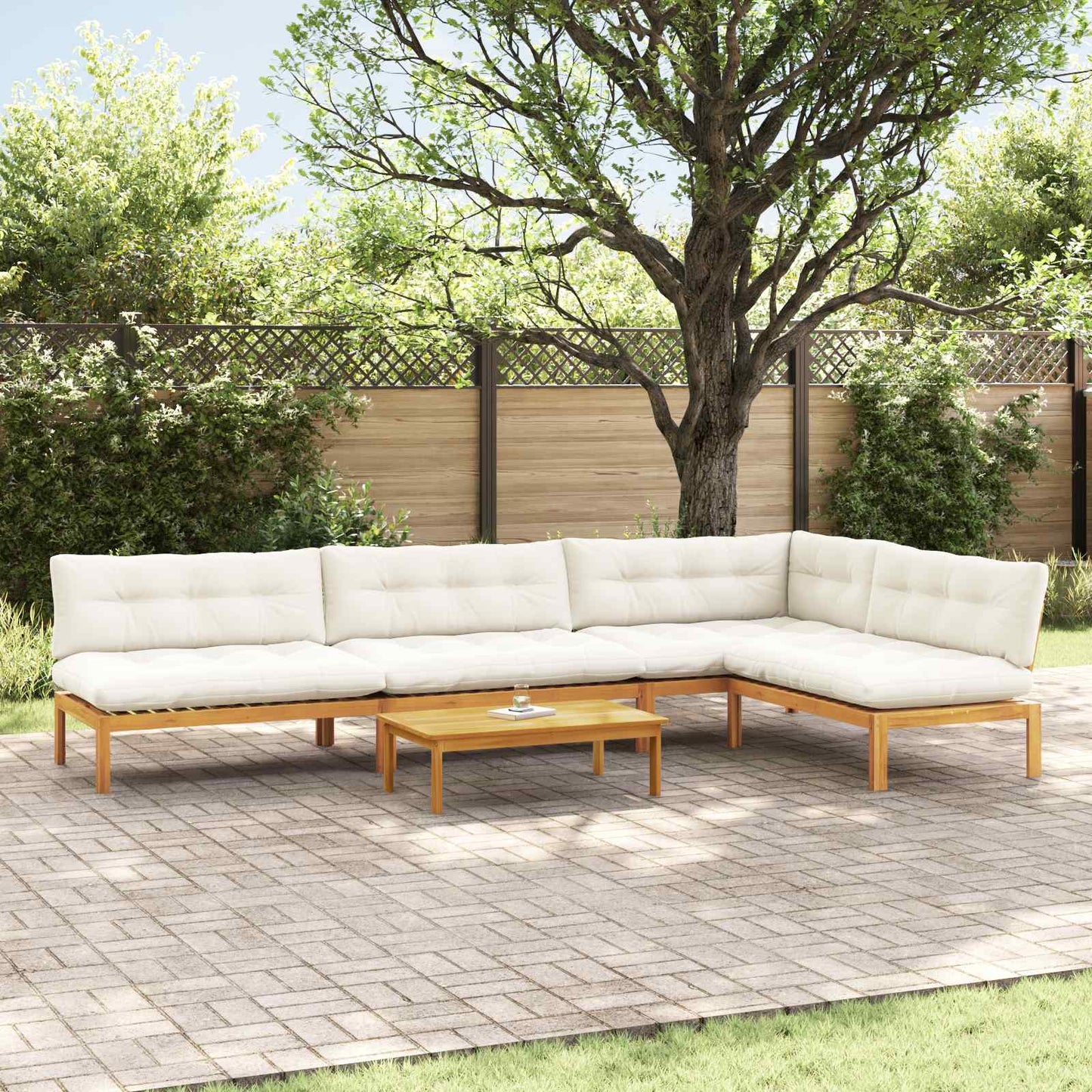 5 Stück Garten Pallet Sofa Einheiten Massivholz Akazie Natur