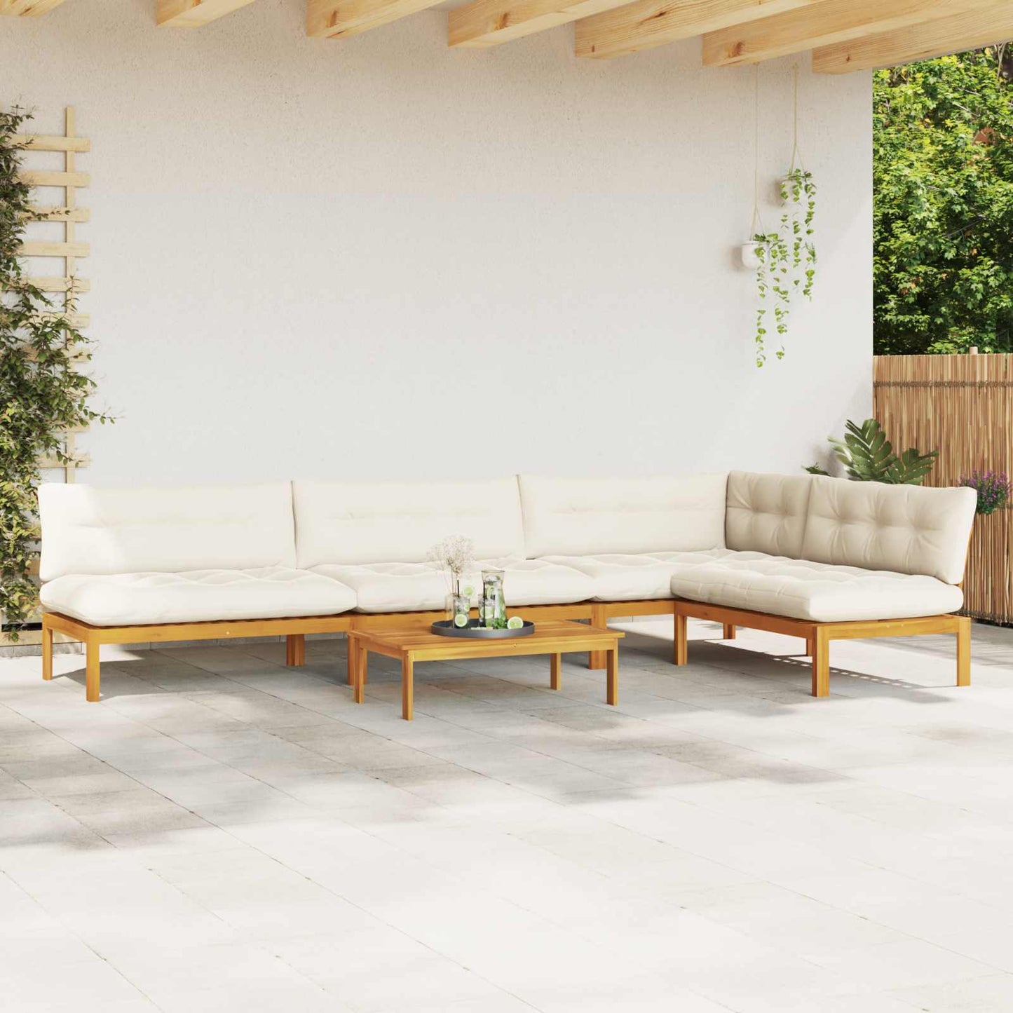 5 Stück Garten Pallet Sofa Einheiten Massivholz Akazie Natur