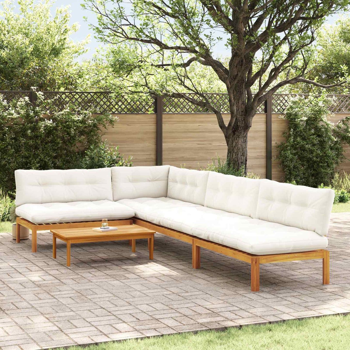 5 Stück Garten Pallet Sofa Einheiten Massivholz Akazie Natur