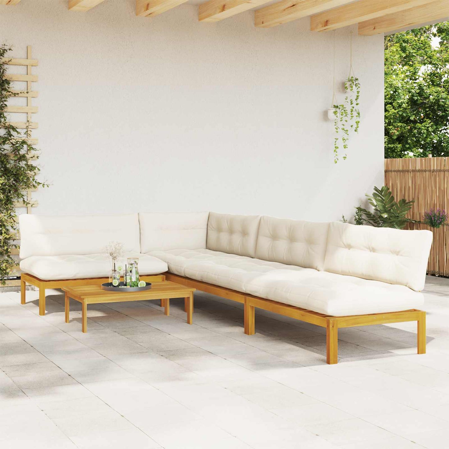 5 Stück Garten Pallet Sofa Einheiten Massivholz Akazie Natur