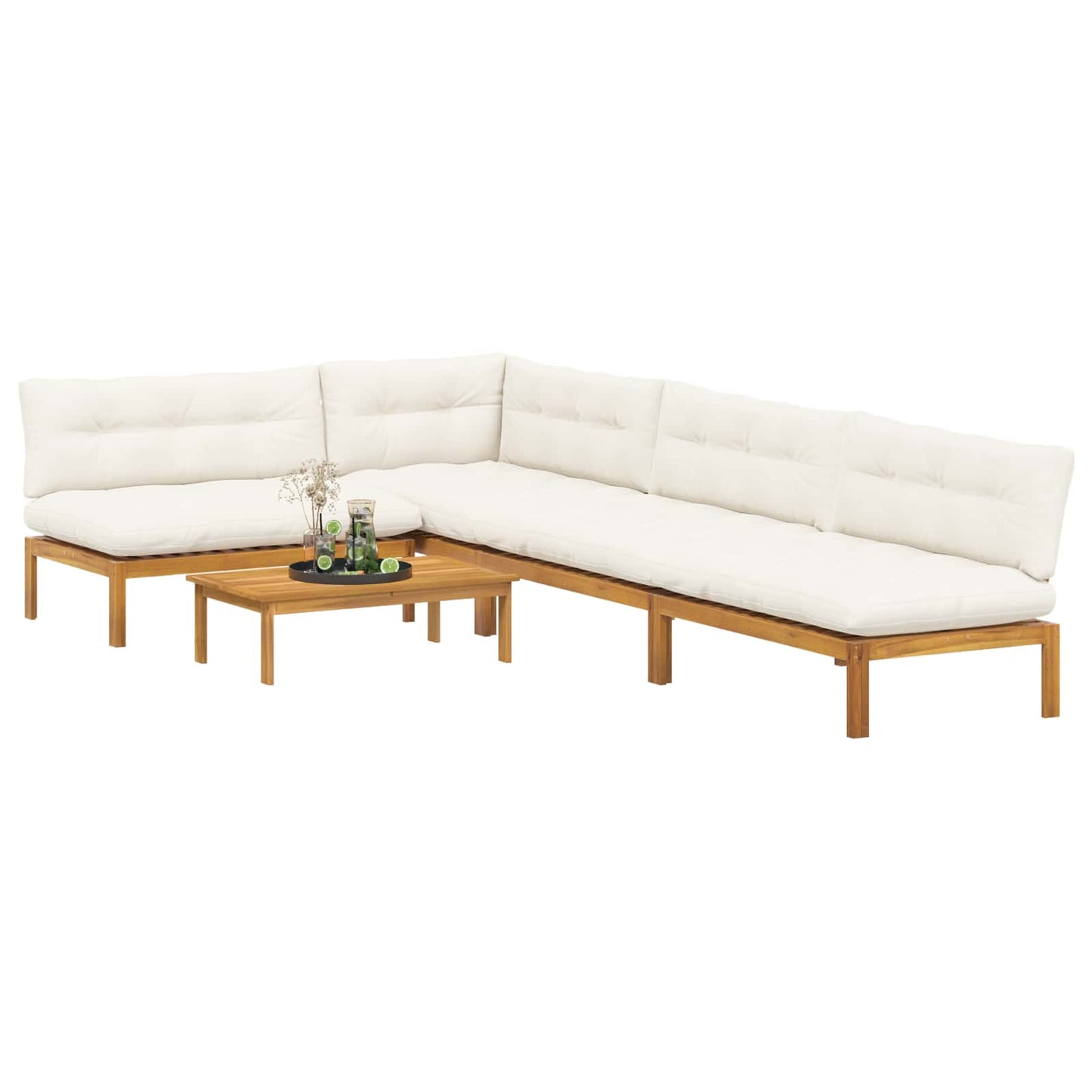 5 Stück Garten Pallet Sofa Einheiten Massivholz Akazie Natur