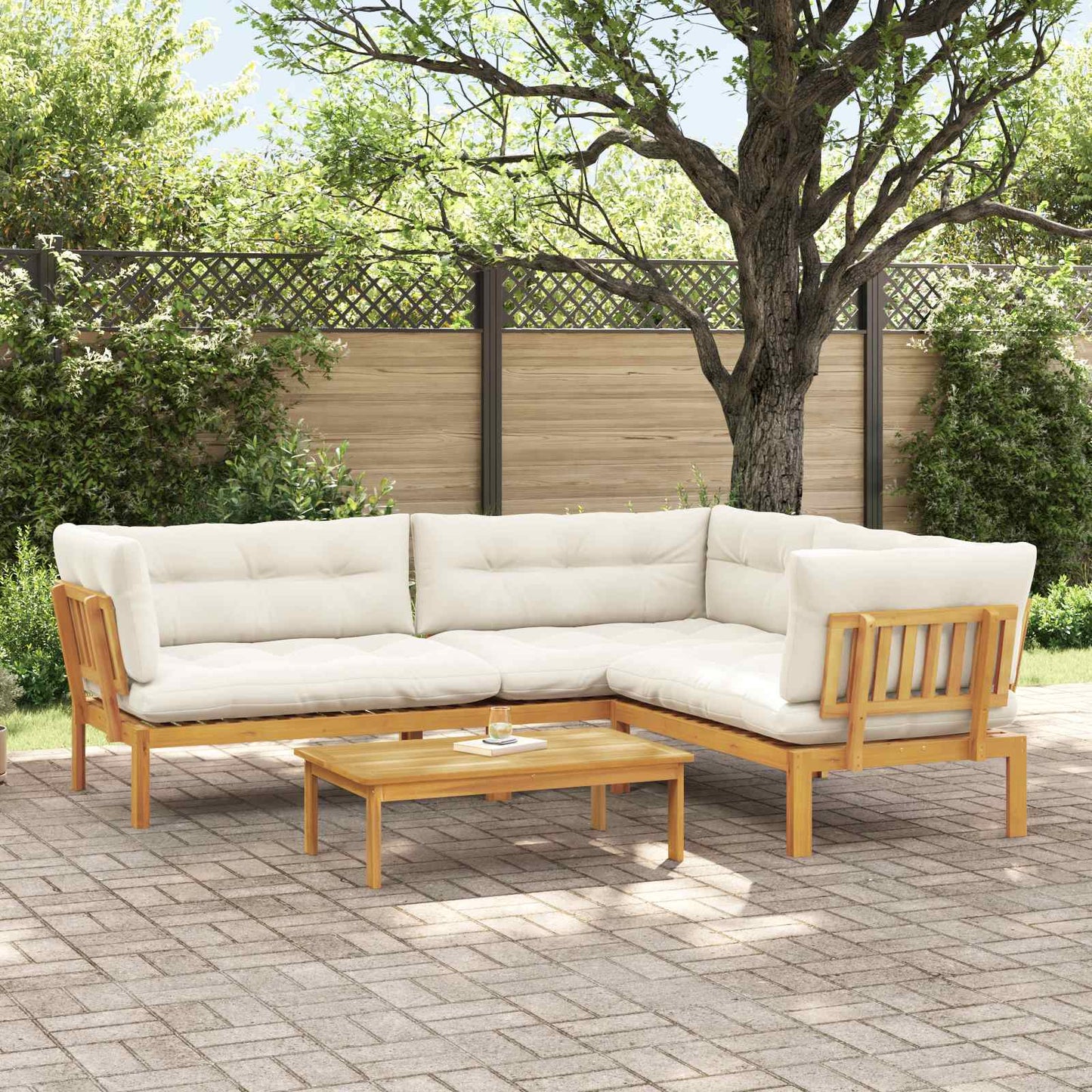 4 Stück Garten Pallet Sofa Einheiten Massivholz Akazie Natur