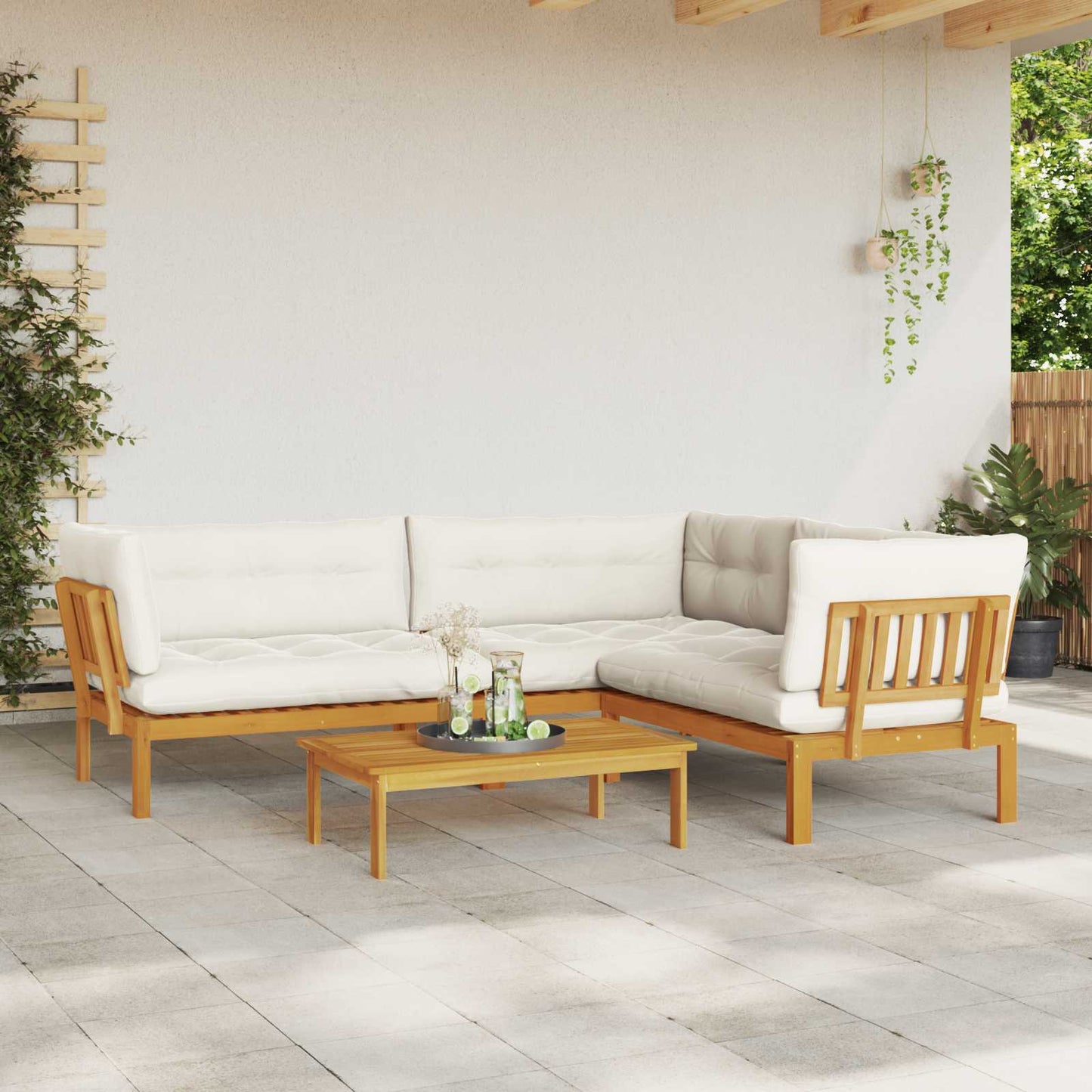 4 Stück Garten Pallet Sofa Einheiten Massivholz Akazie Natur