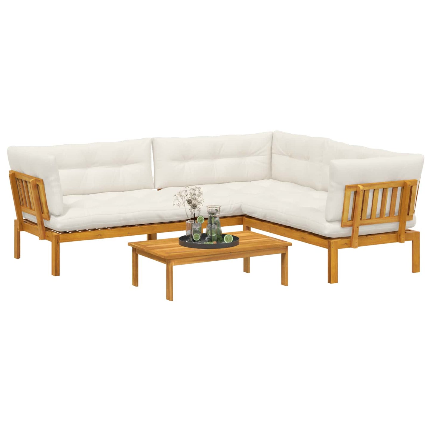 4 Stück Garten Pallet Sofa Einheiten Massivholz Akazie Natur