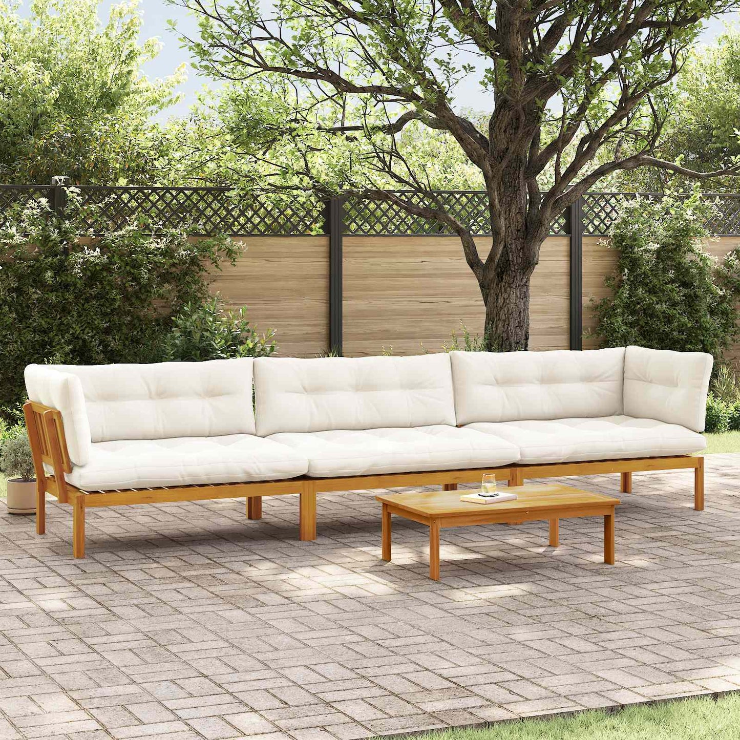 4 Stück Garten Pallet Sofa Einheiten Massivholz Akazie Natur