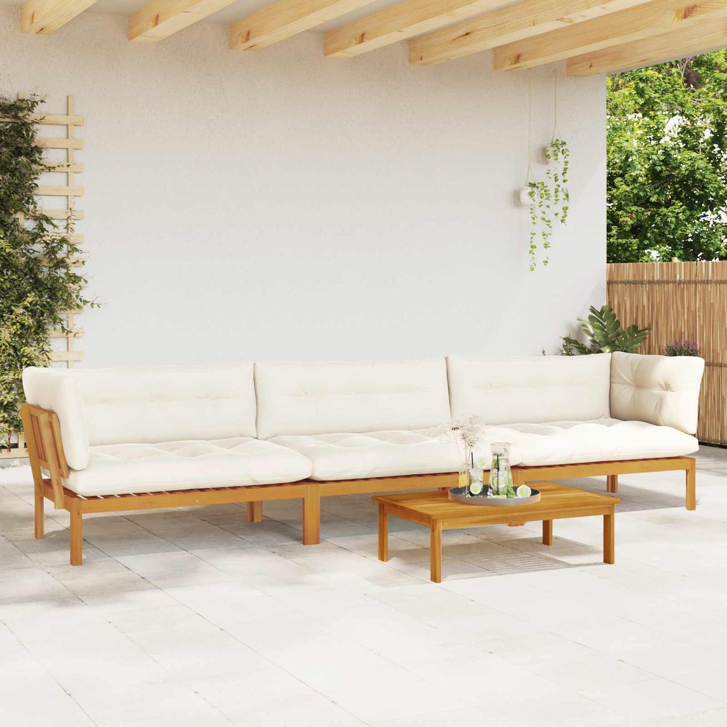 4 Stück Garten Pallet Sofa Einheiten Massivholz Akazie Natur