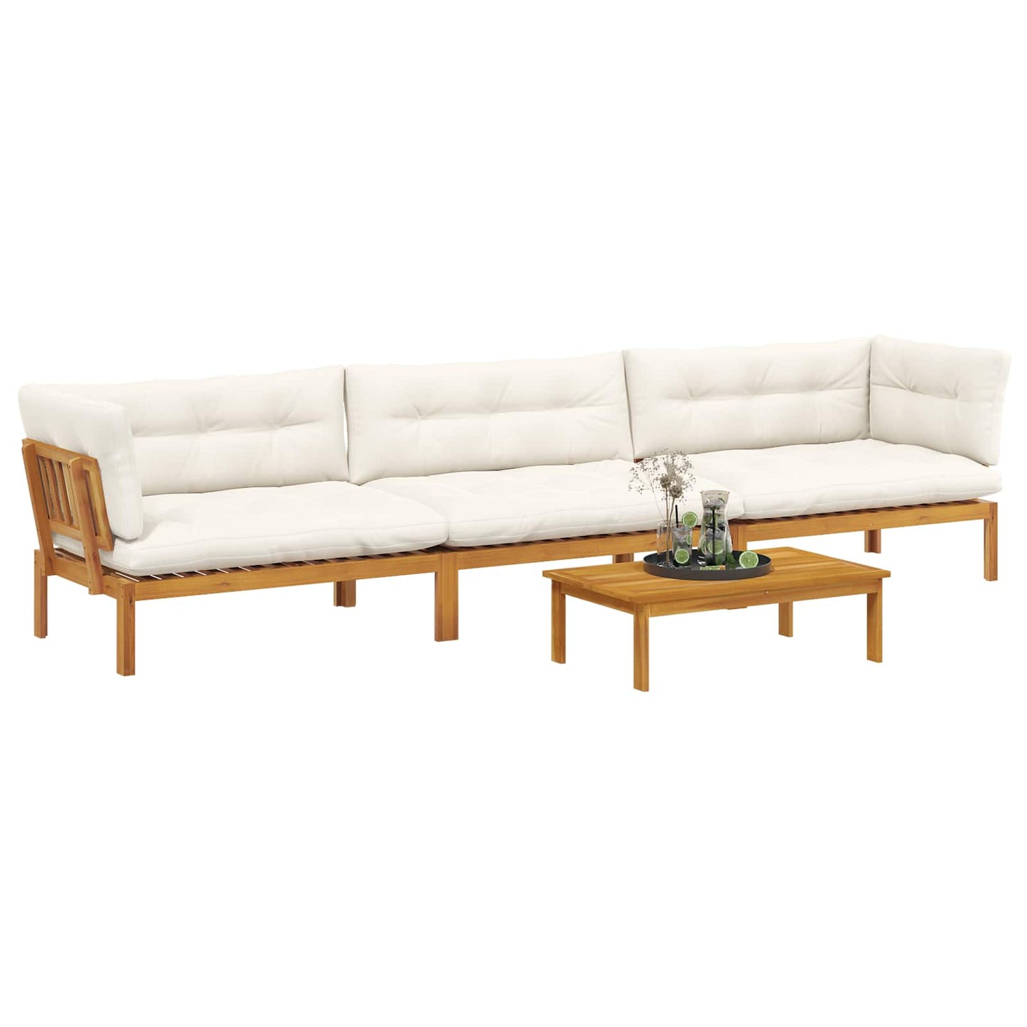 4 Stück Garten Pallet Sofa Einheiten Massivholz Akazie Natur