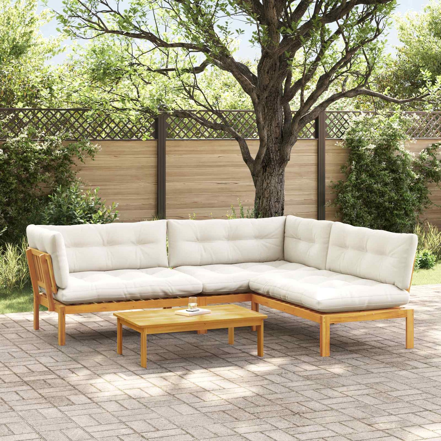 4 Stück Garten Pallet Sofa Einheiten Massivholz Akazie Natur