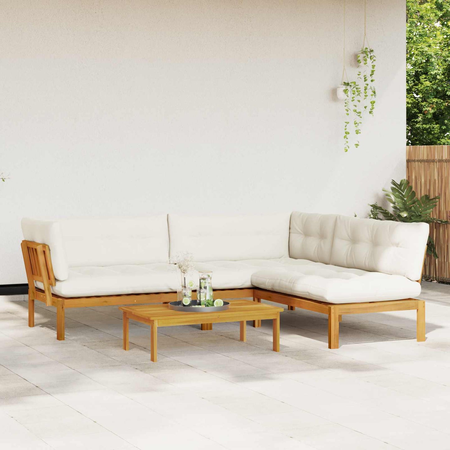 4 Stück Garten Pallet Sofa Einheiten Massivholz Akazie Natur