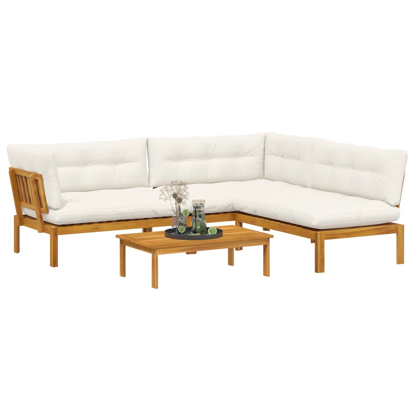 4 Stück Garten Pallet Sofa Einheiten Massivholz Akazie Natur