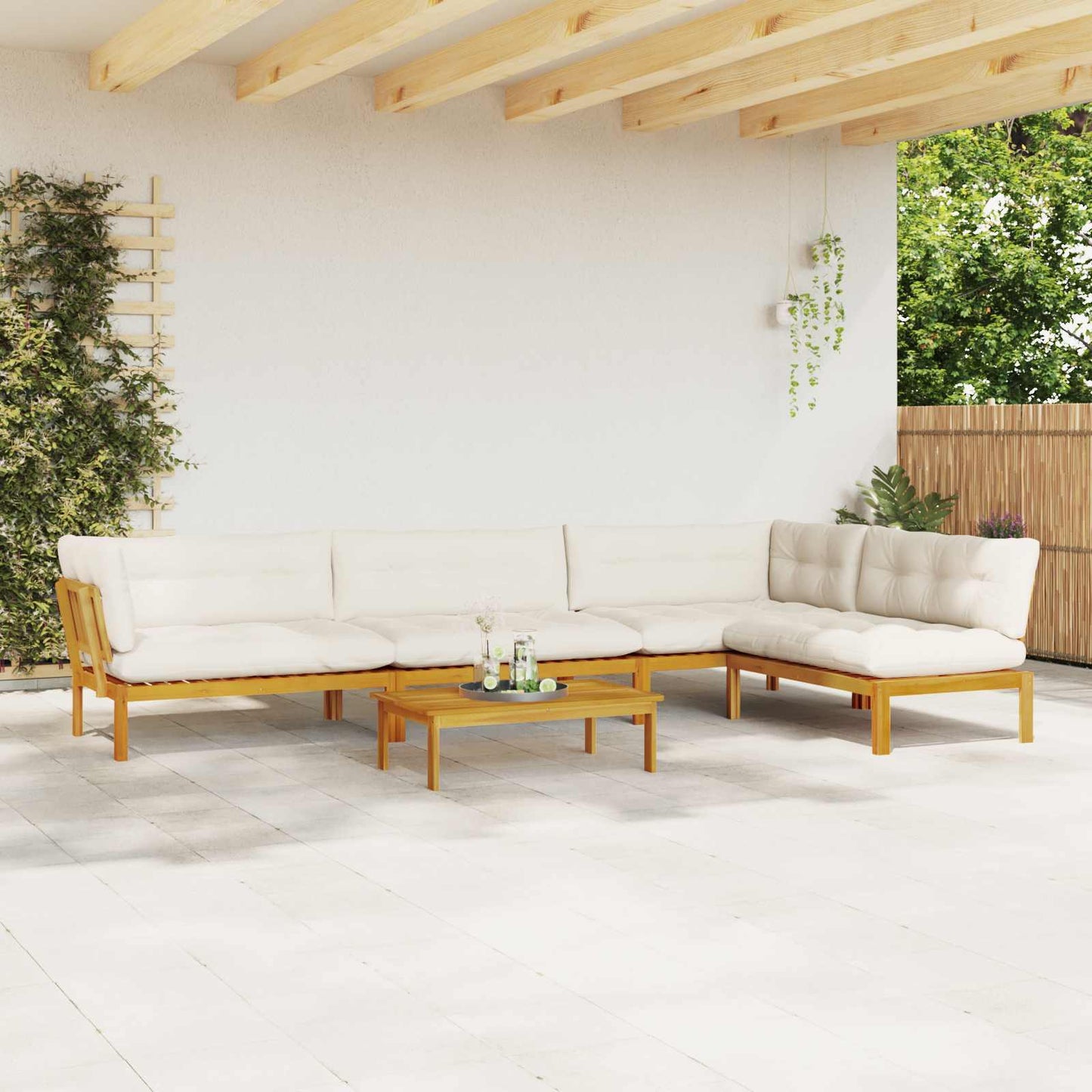 5 Stück Garten Pallet Sofa Einheiten Massivholz Akazie Natur