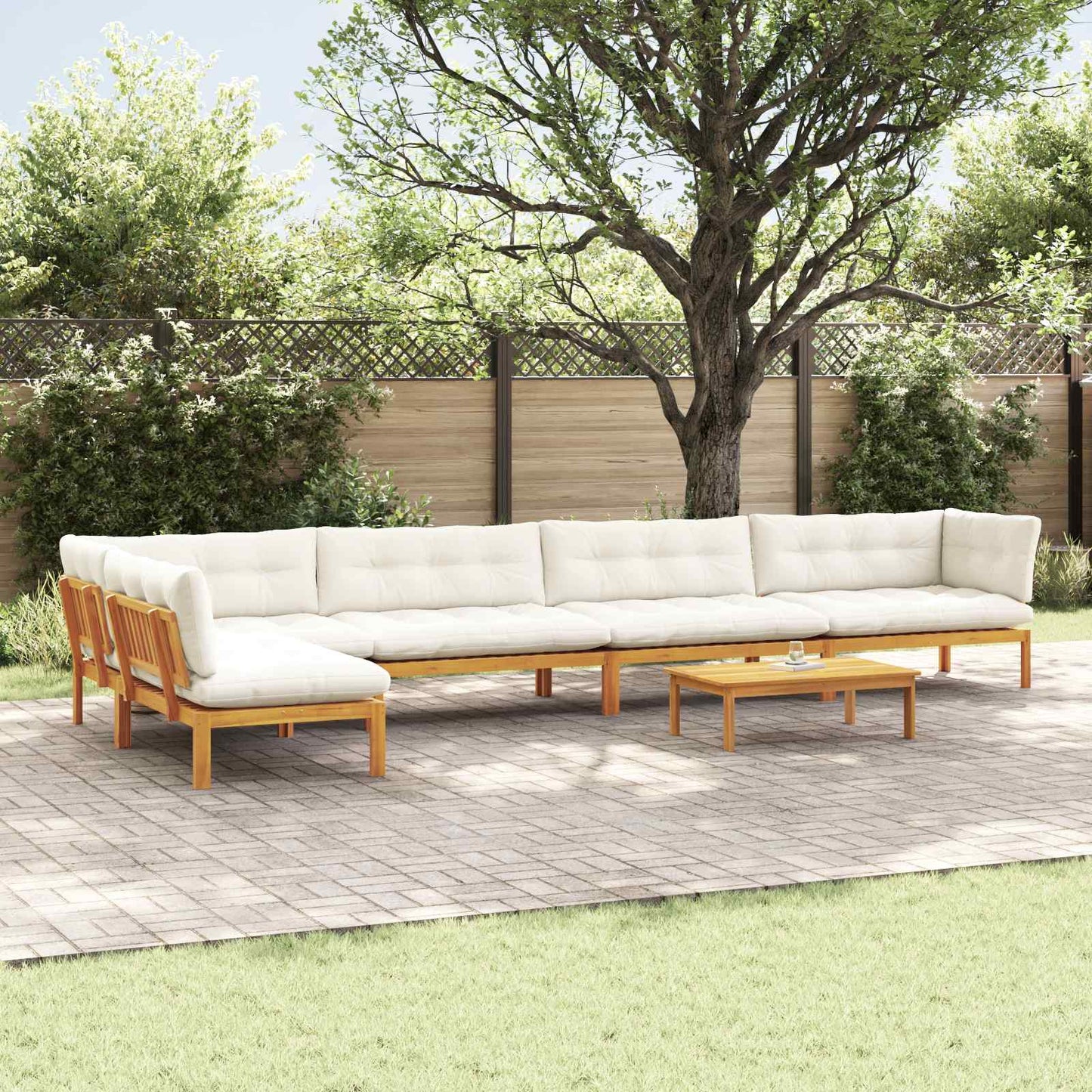 6 Stück Garten Pallet Sofa Einheiten Massivholz Akazie Natur