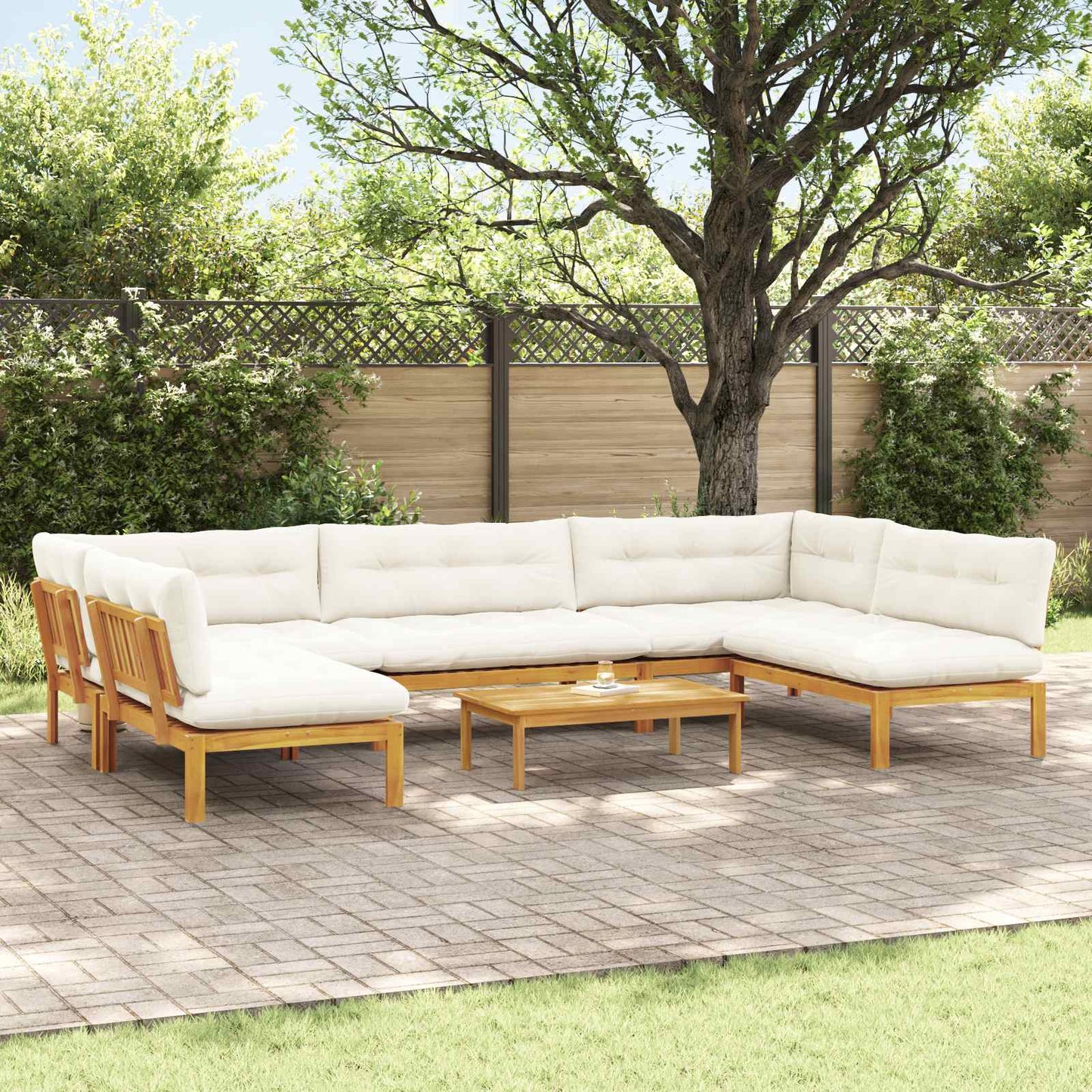 6 Stück Garten Pallet Sofa Einheiten Massivholz Akazie Natur