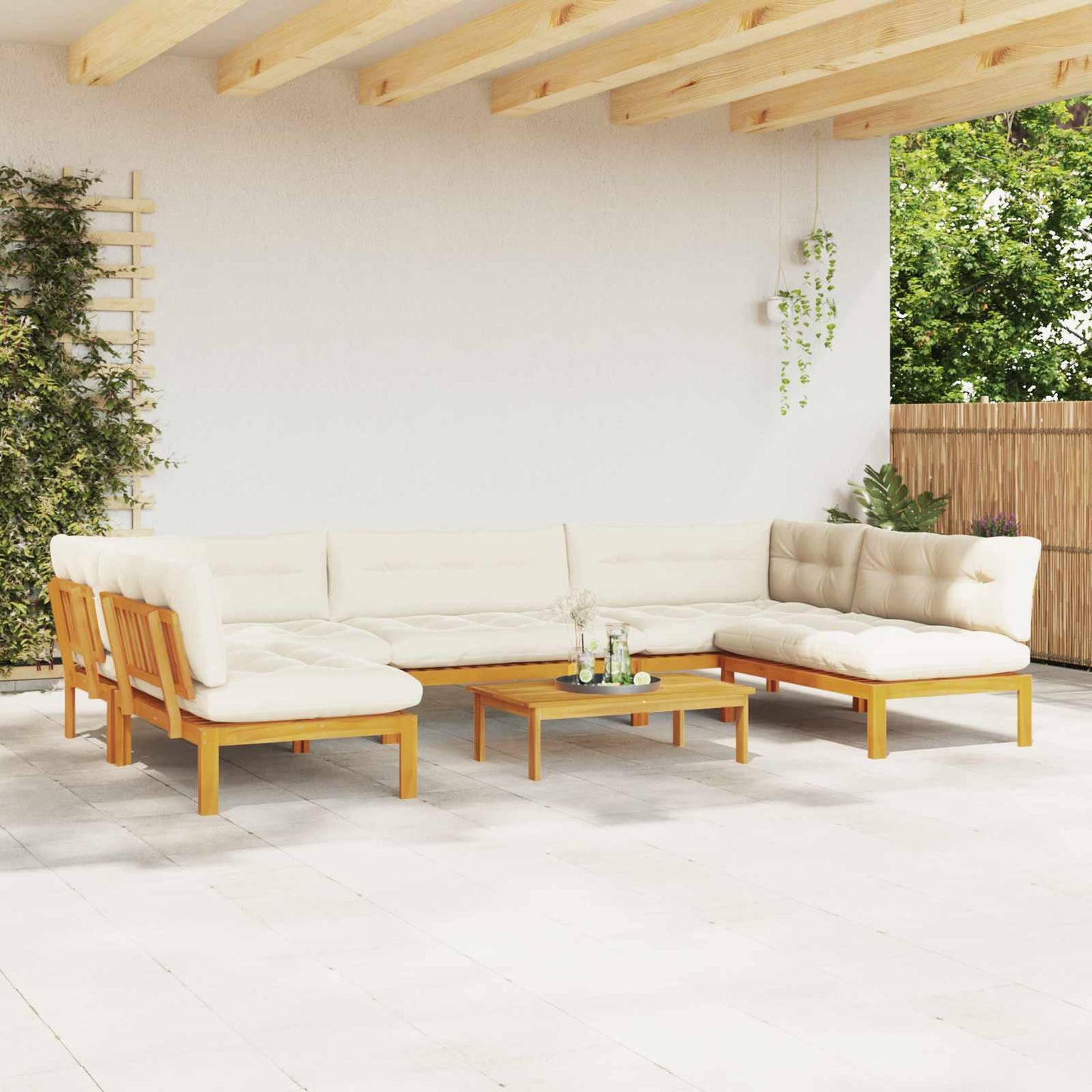 6 Stück Garten Pallet Sofa Einheiten Massivholz Akazie Natur
