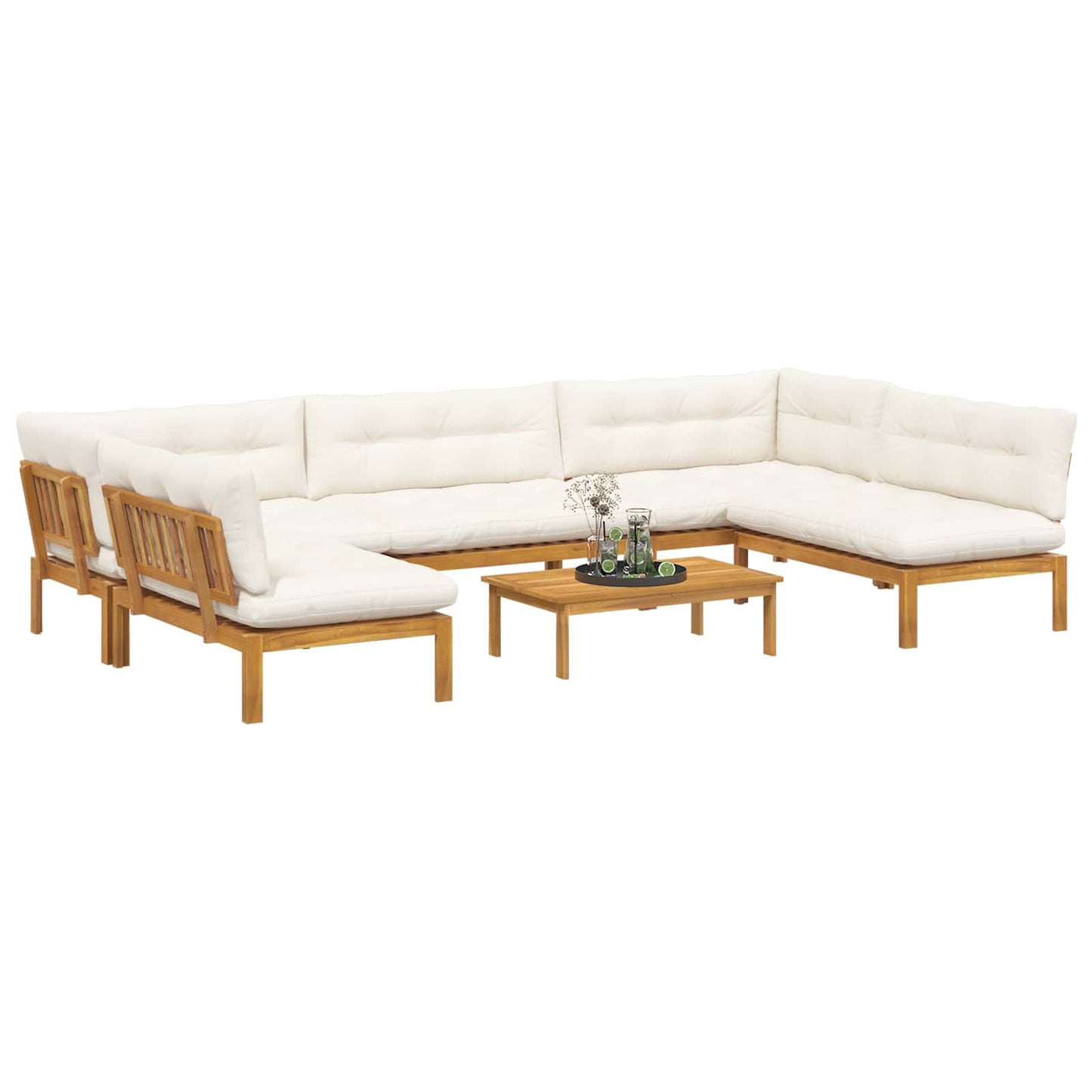 6 Stück Garten Pallet Sofa Einheiten Massivholz Akazie Natur