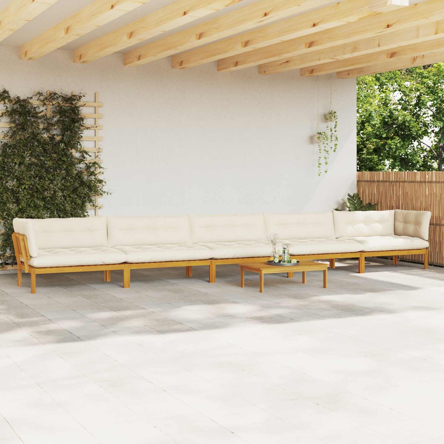 6 Stück Garten Pallet Sofa Einheiten Massivholz Akazie Natur