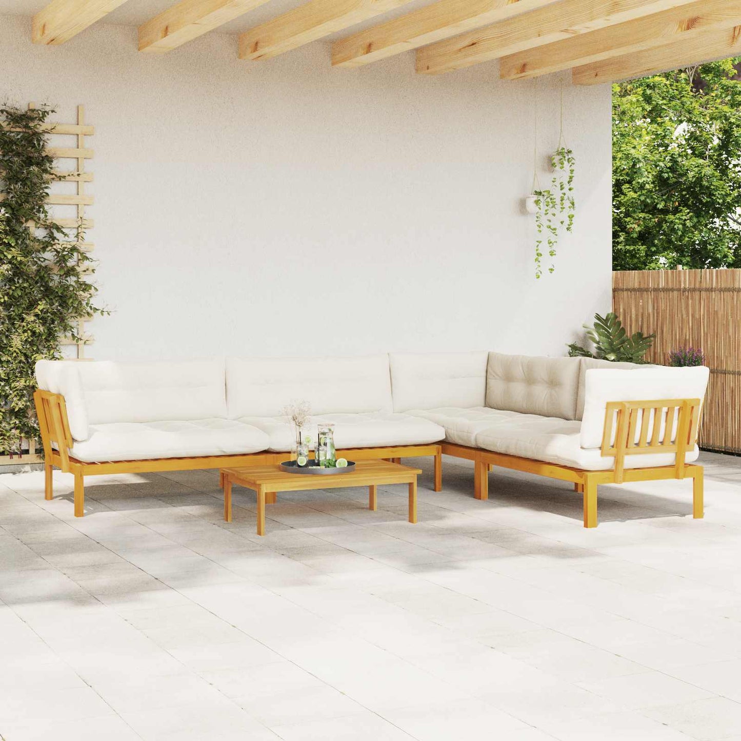 5 Stück Garten Pallet Sofa Einheiten Massivholz Akazie Natur