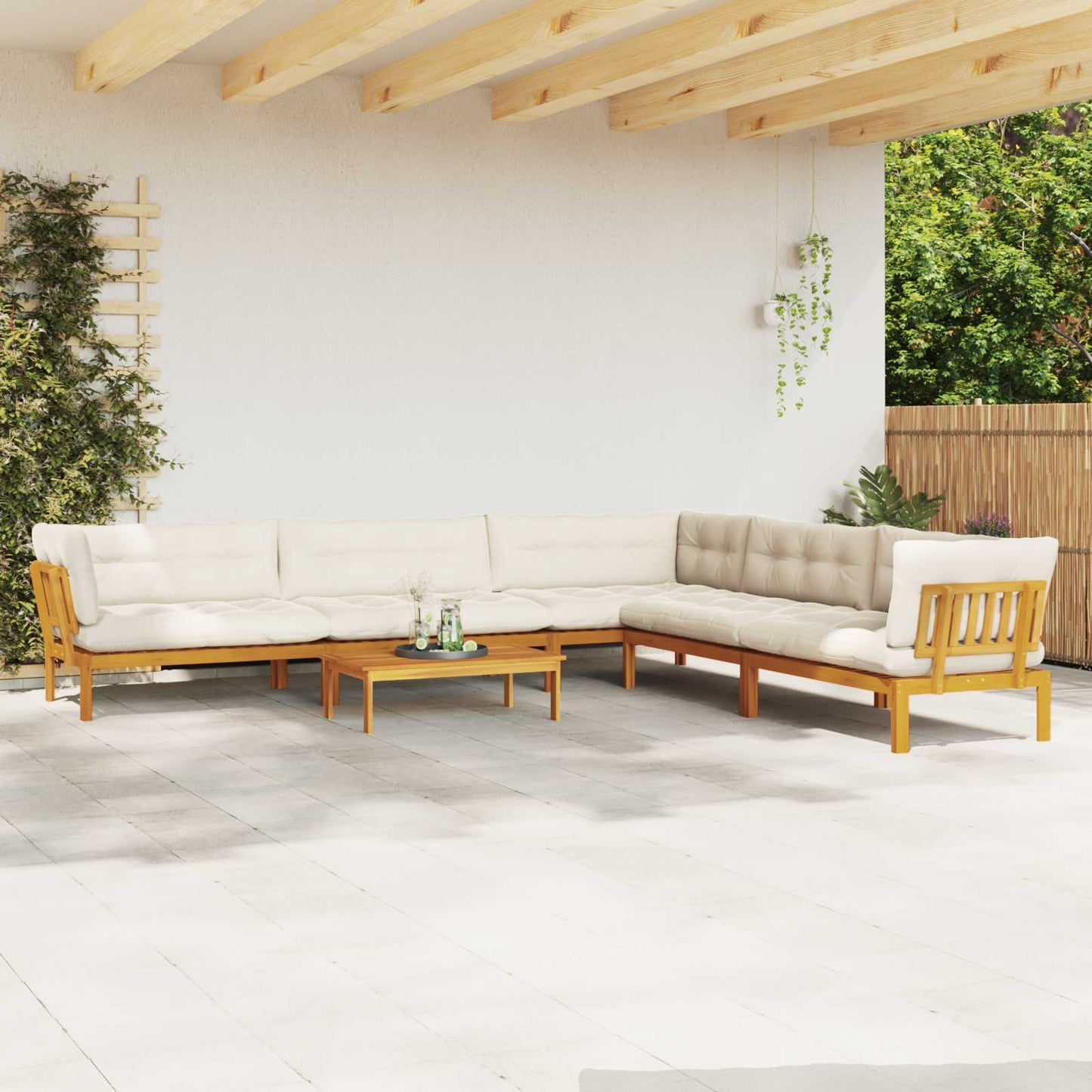 6 Stück Garten Pallet Sofa Einheiten Massivholz Akazie Natur