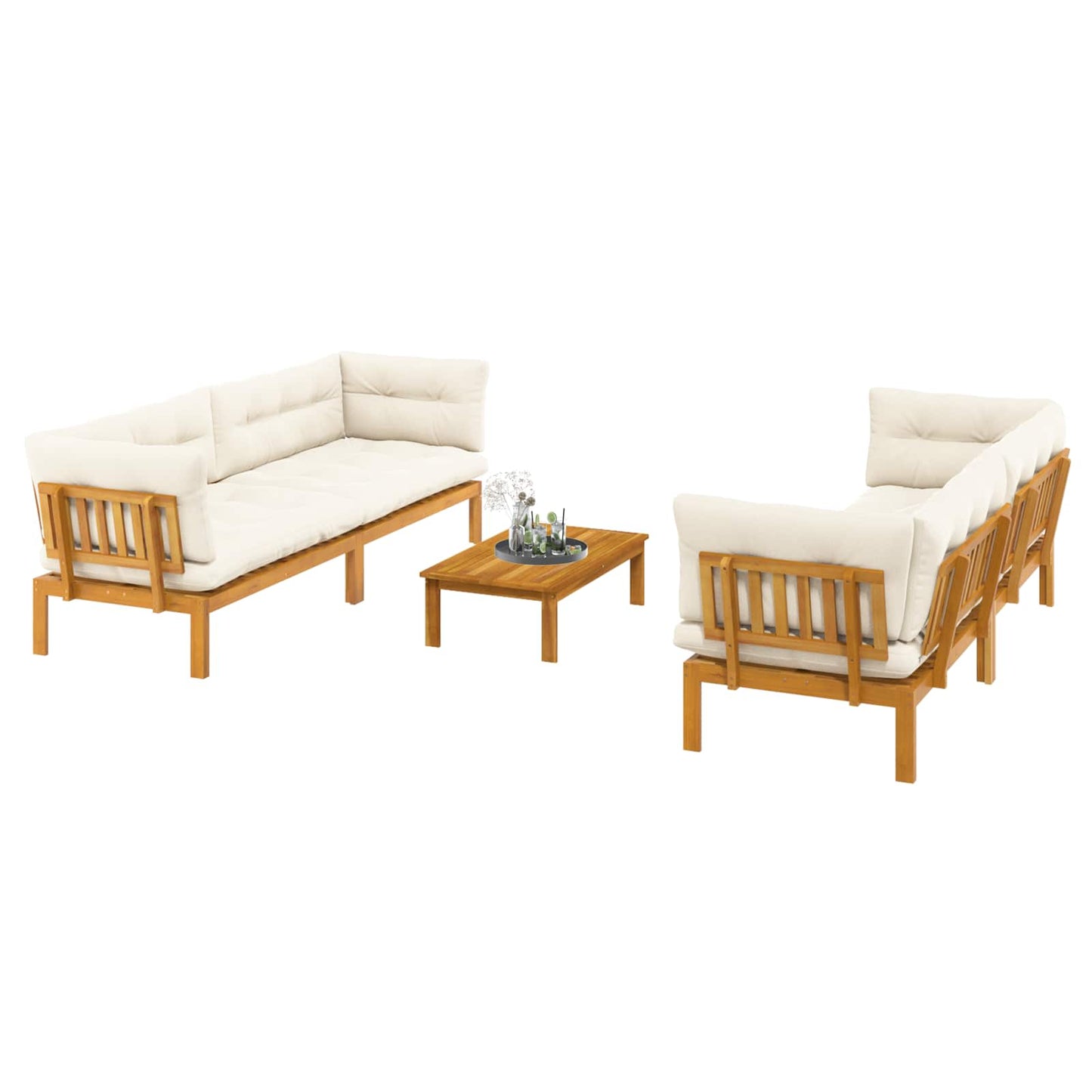 5 Stück Garten Pallet Sofa Einheiten Massivholz Akazie Natur