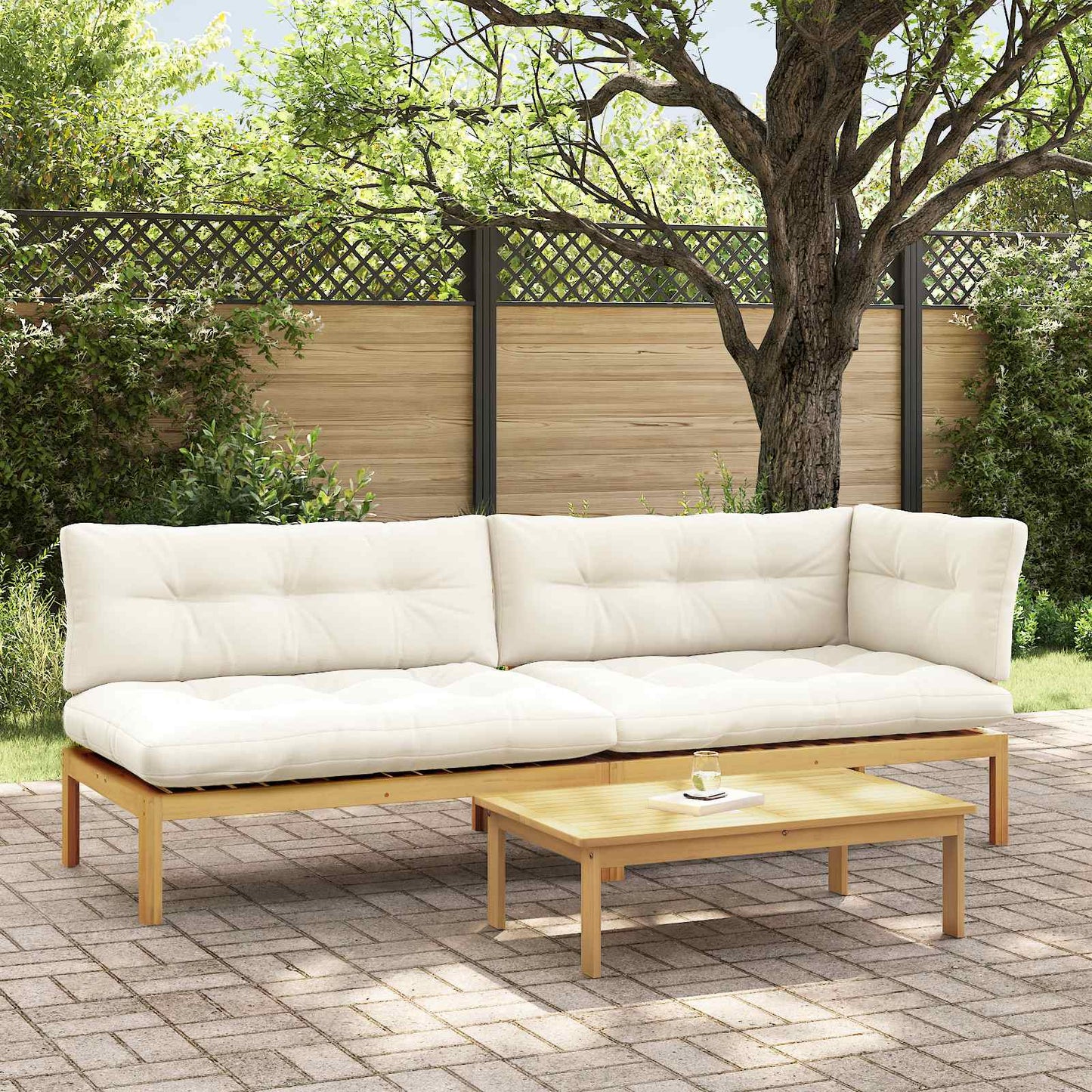 3 Stück Garten Pallet Sofa Einheiten Massivholz Akazie