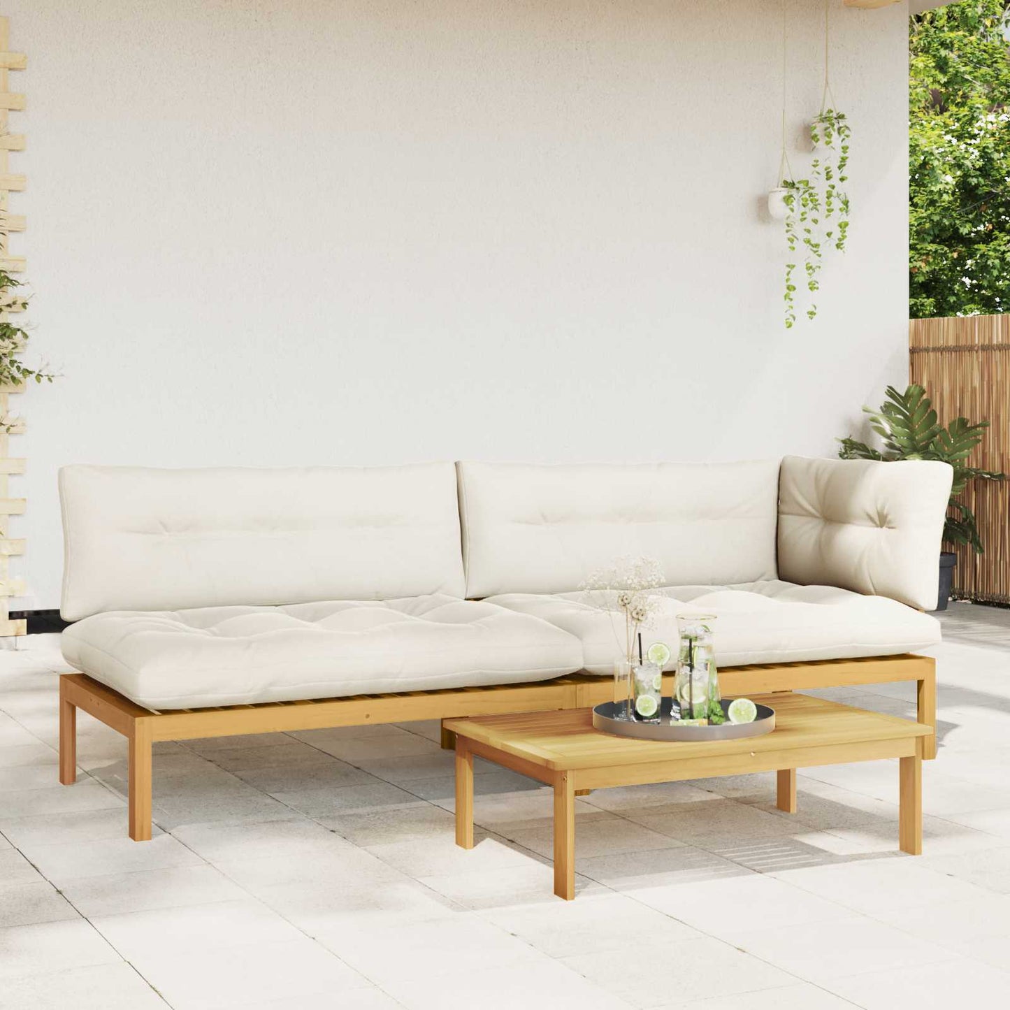 3 Stück Garten Pallet Sofa Einheiten Massivholz Akazie