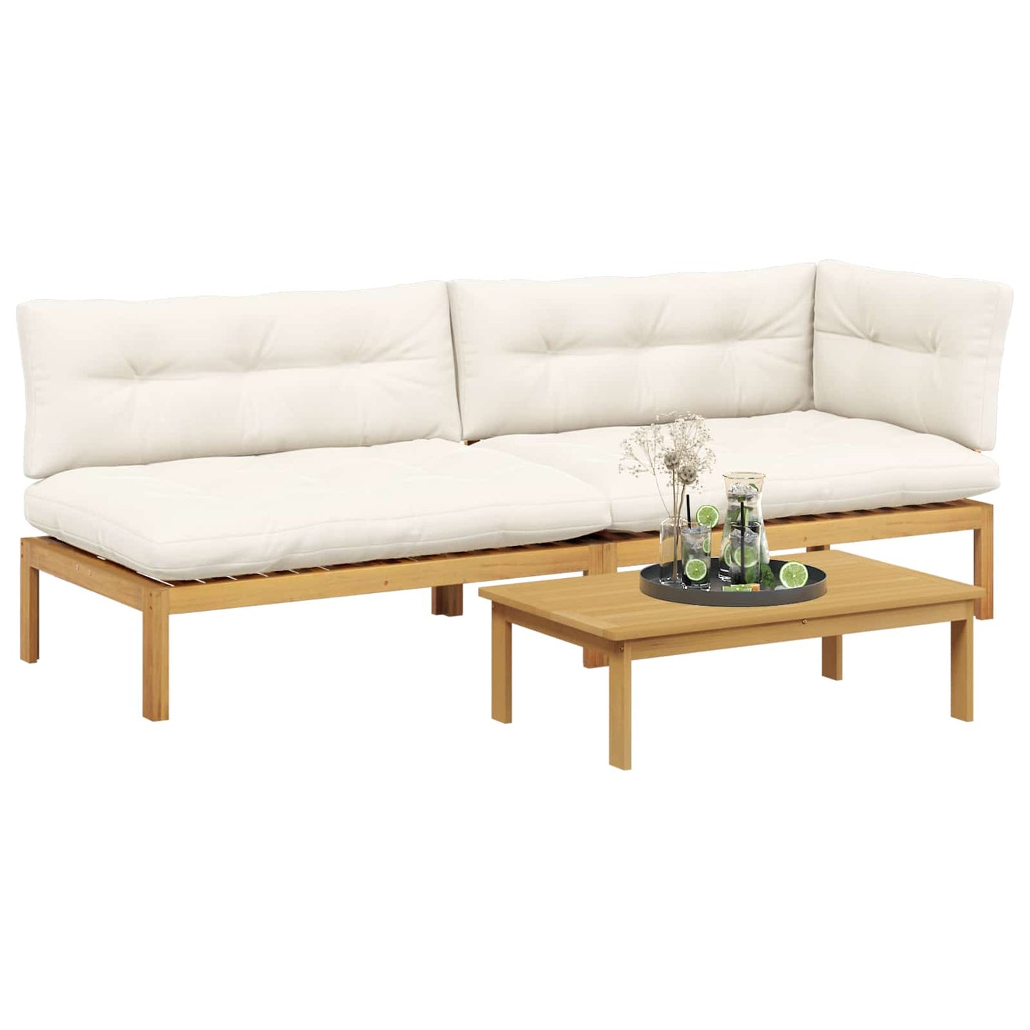 3 Stück Garten Pallet Sofa Einheiten Massivholz Akazie