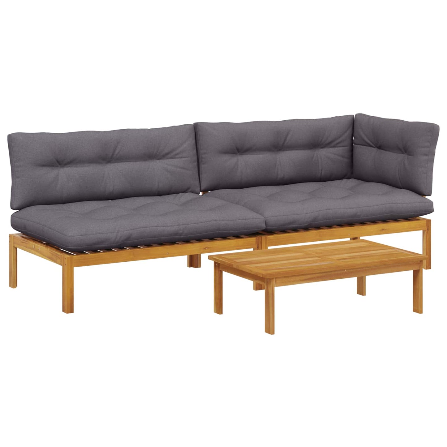 3 Stück Garten Pallet Sofa Einheiten Massivholz Akazie Natur