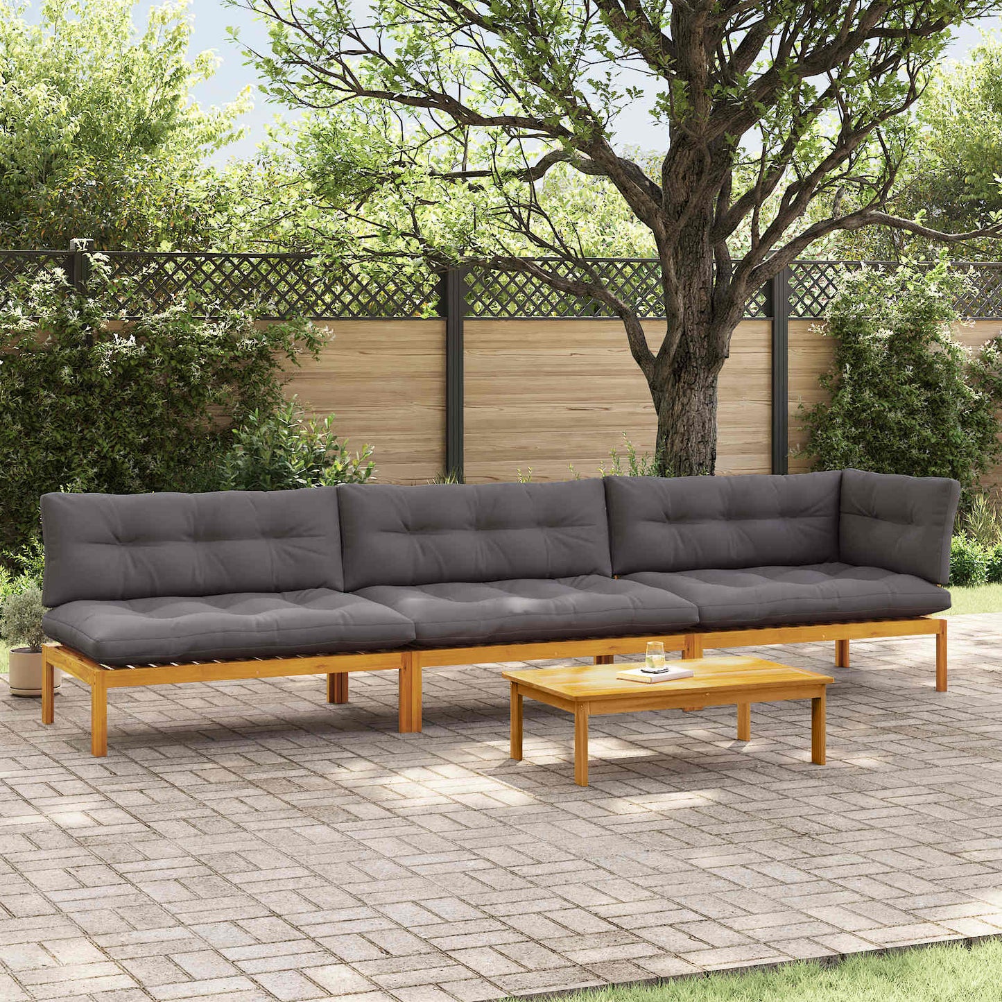 4 Stück Garten Pallet Sofa Einheiten Massivholz Akazie Natur