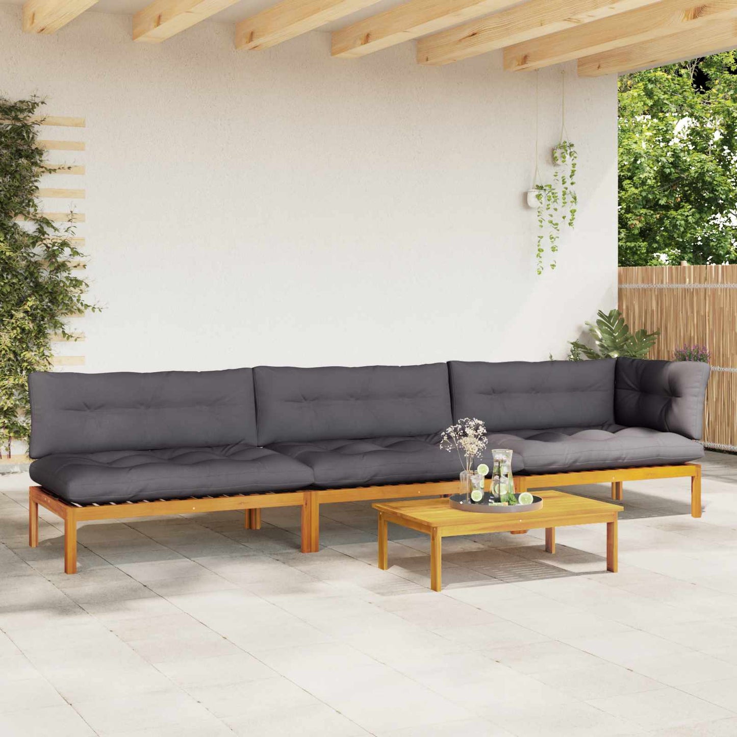 4 Stück Garten Pallet Sofa Einheiten Massivholz Akazie Natur