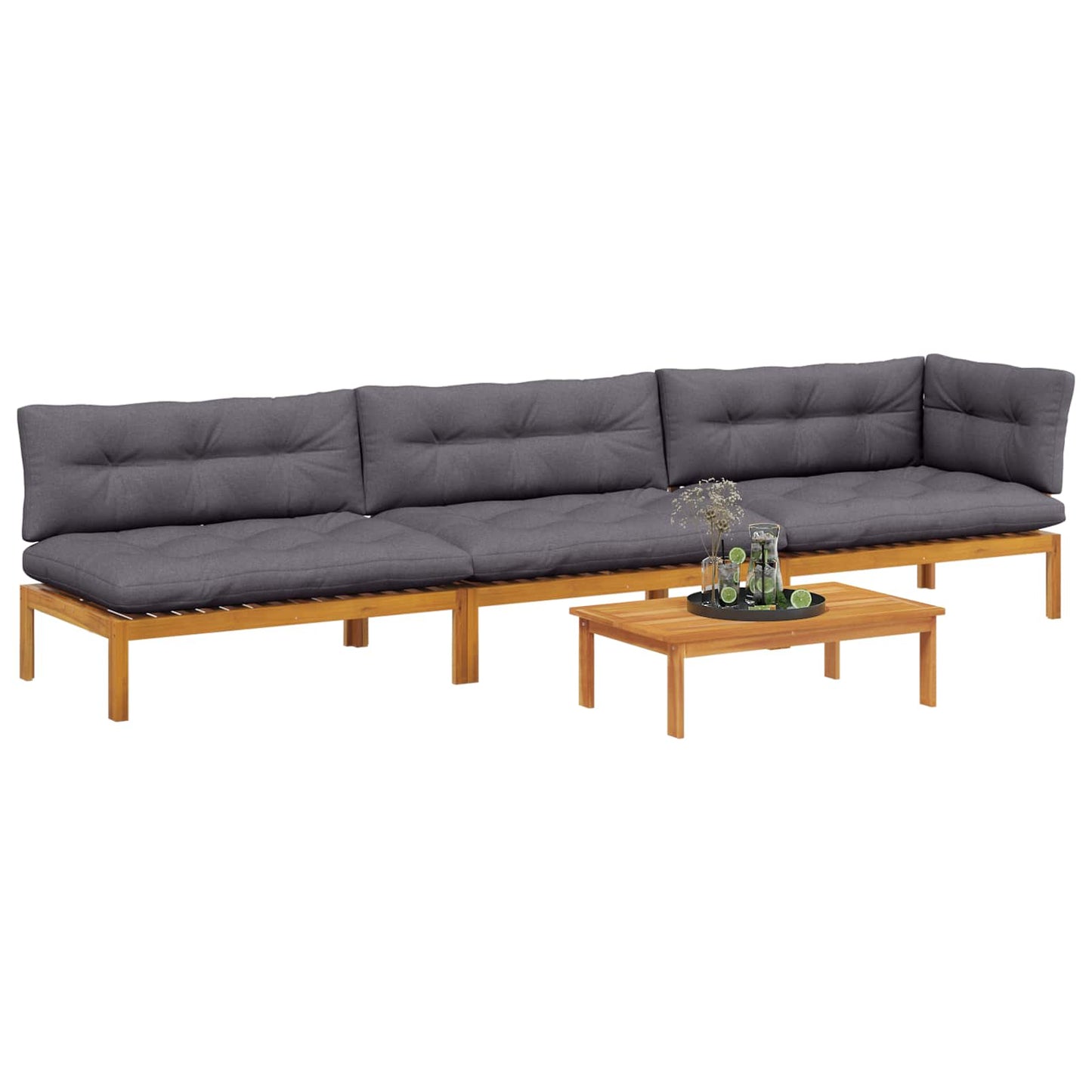 4 Stück Garten Pallet Sofa Einheiten Massivholz Akazie Natur