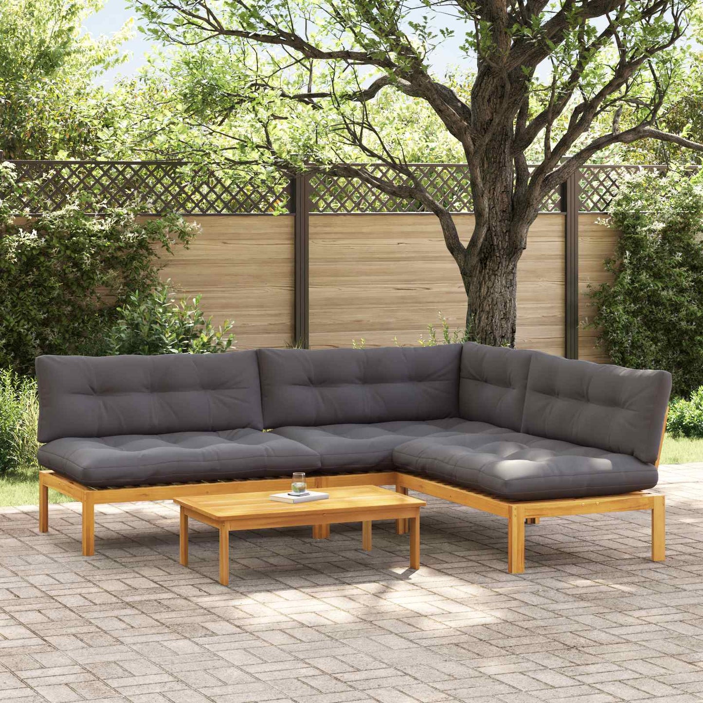 4 Stück Garten Pallet Sofa Einheiten Massivholz Akazie Natur
