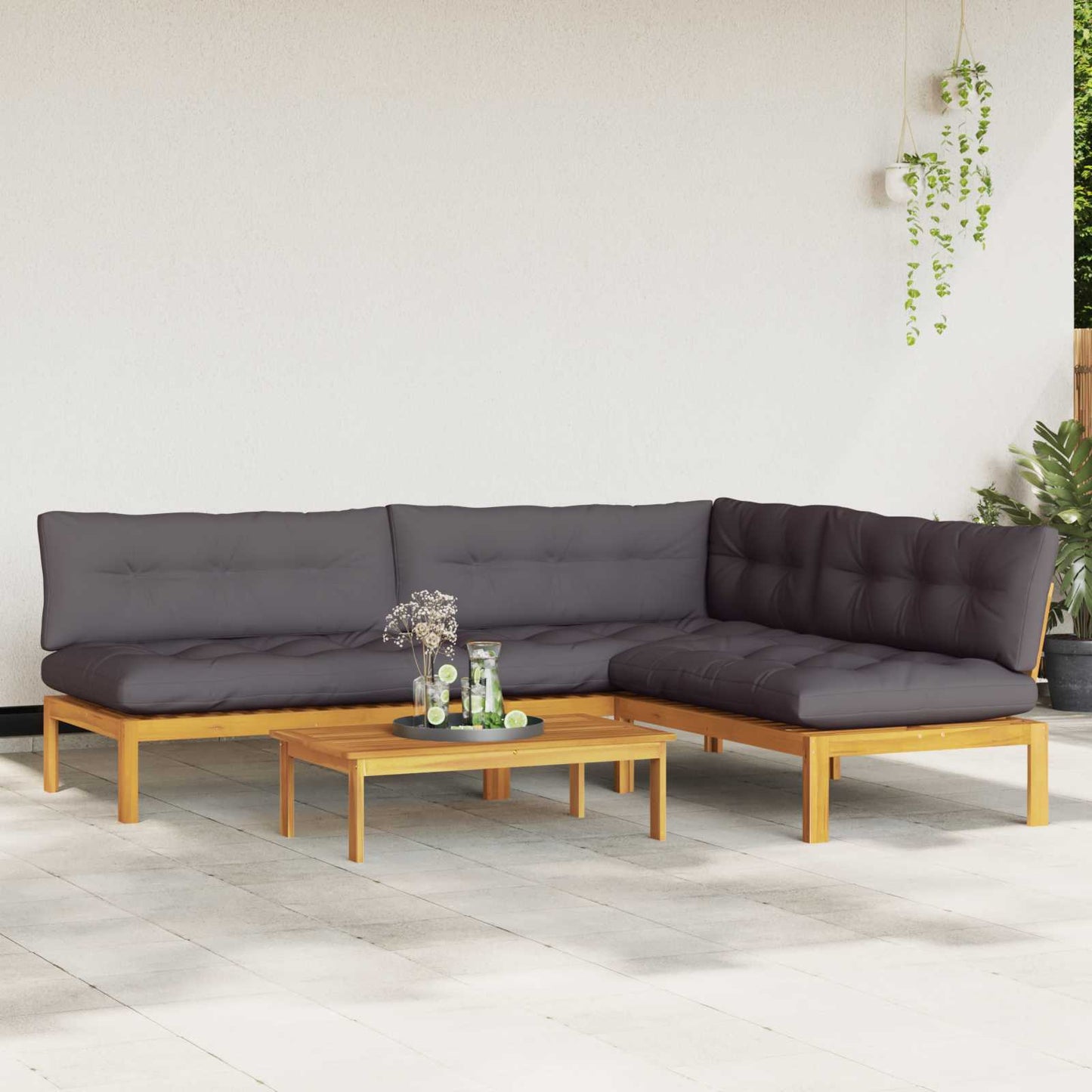 4 Stück Garten Pallet Sofa Einheiten Massivholz Akazie Natur