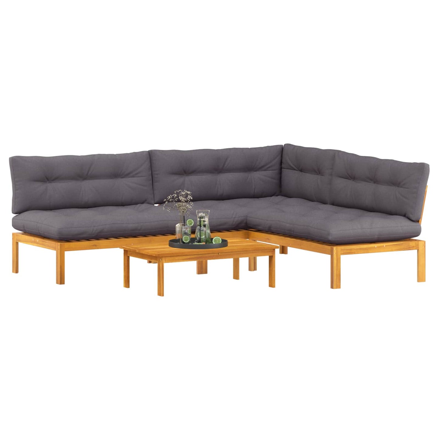 4 Stück Garten Pallet Sofa Einheiten Massivholz Akazie Natur
