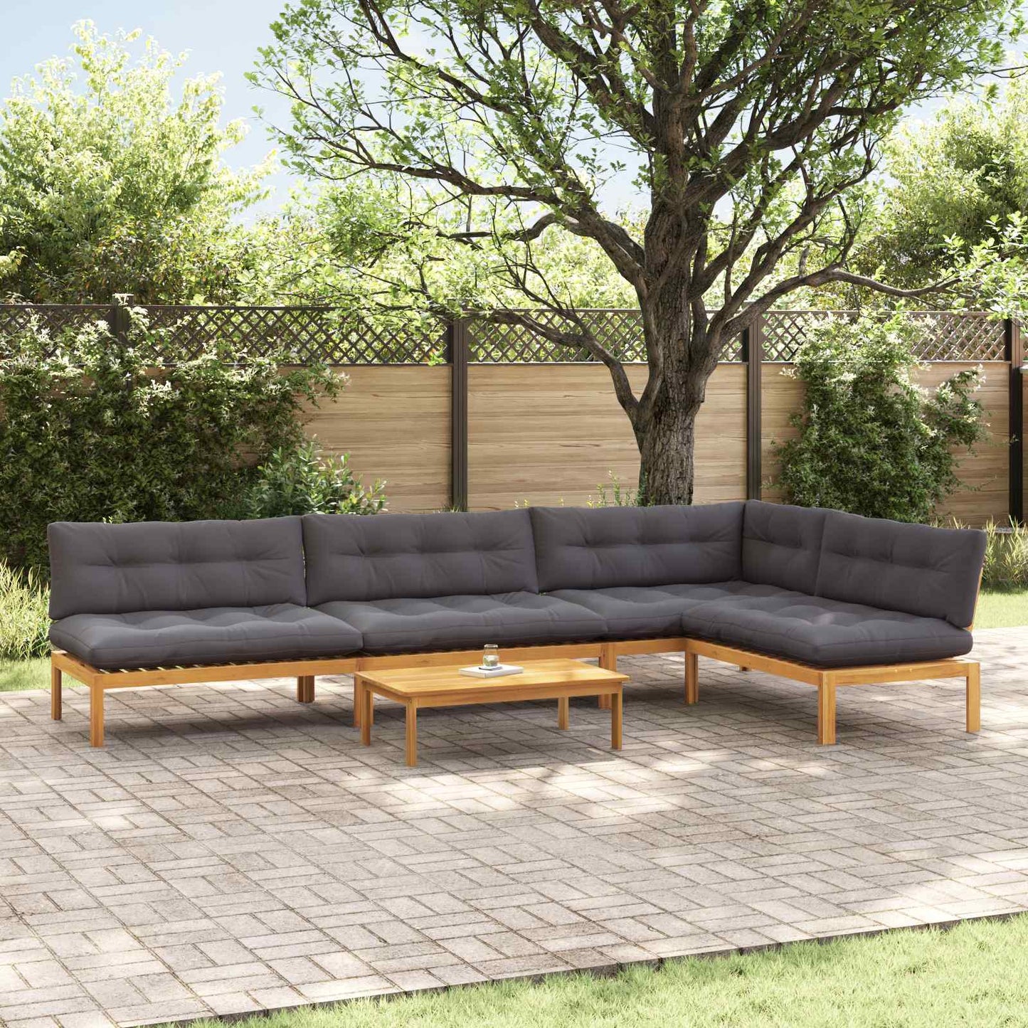 5 Stück Garten Pallet Sofa Einheiten Massivholz Akazie Natur