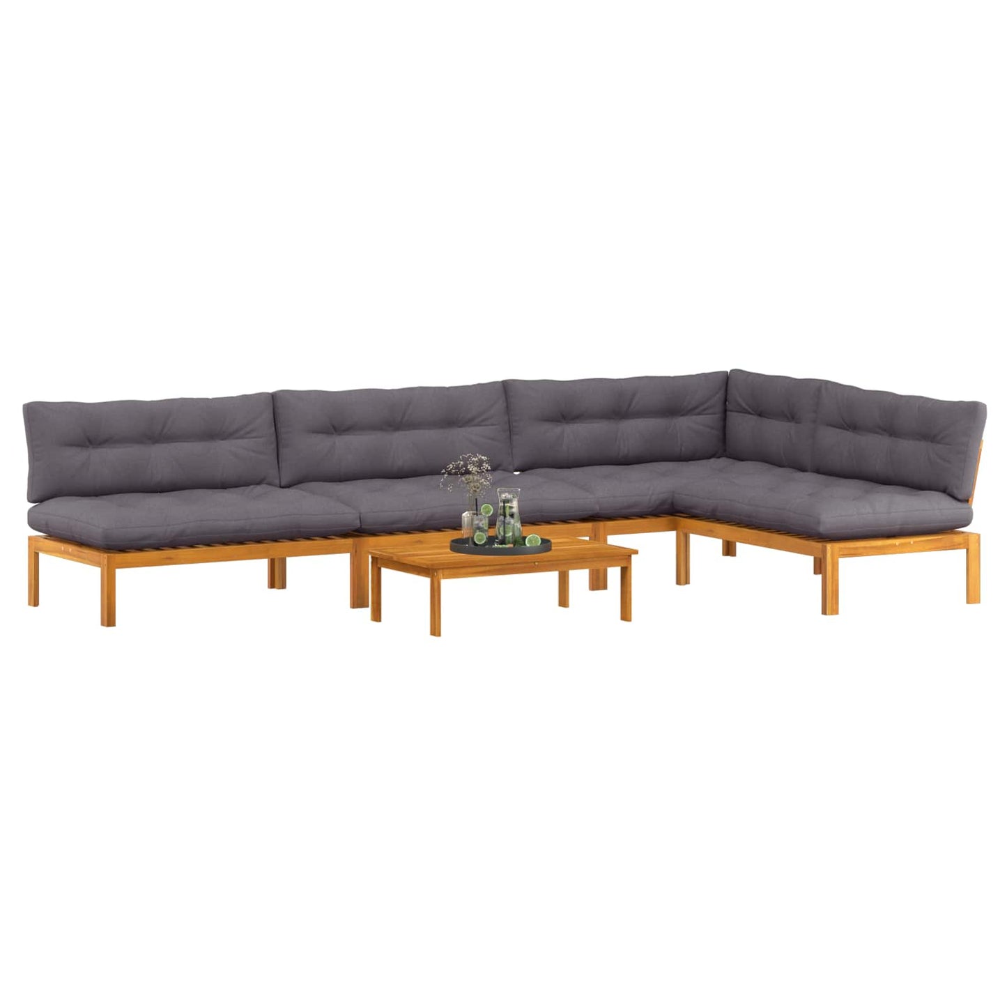 5 Stück Garten Pallet Sofa Einheiten Massivholz Akazie Natur