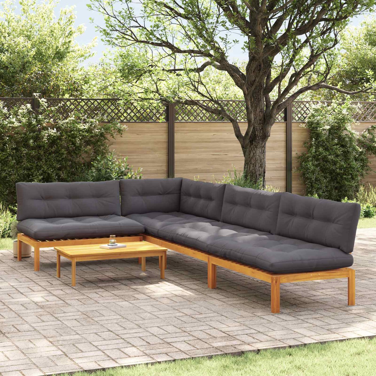 5 Stück Garten Pallet Sofa Einheiten Massivholz Akazie Natur