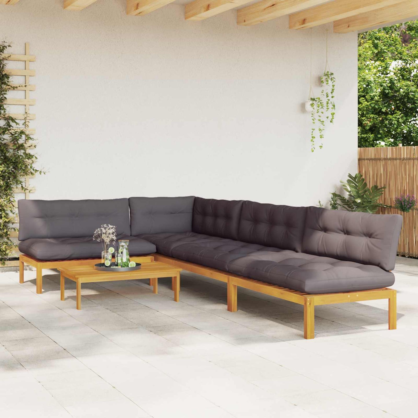 5 Stück Garten Pallet Sofa Einheiten Massivholz Akazie Natur