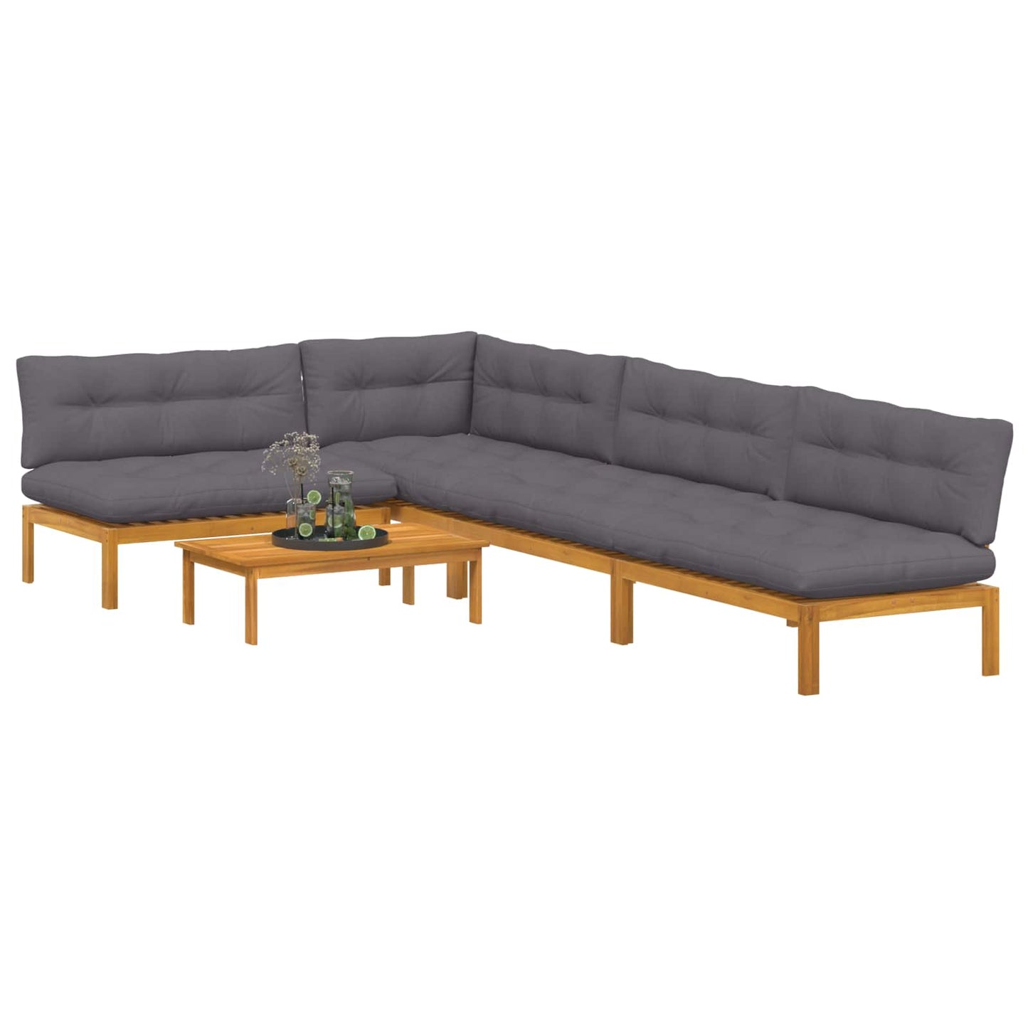5 Stück Garten Pallet Sofa Einheiten Massivholz Akazie Natur