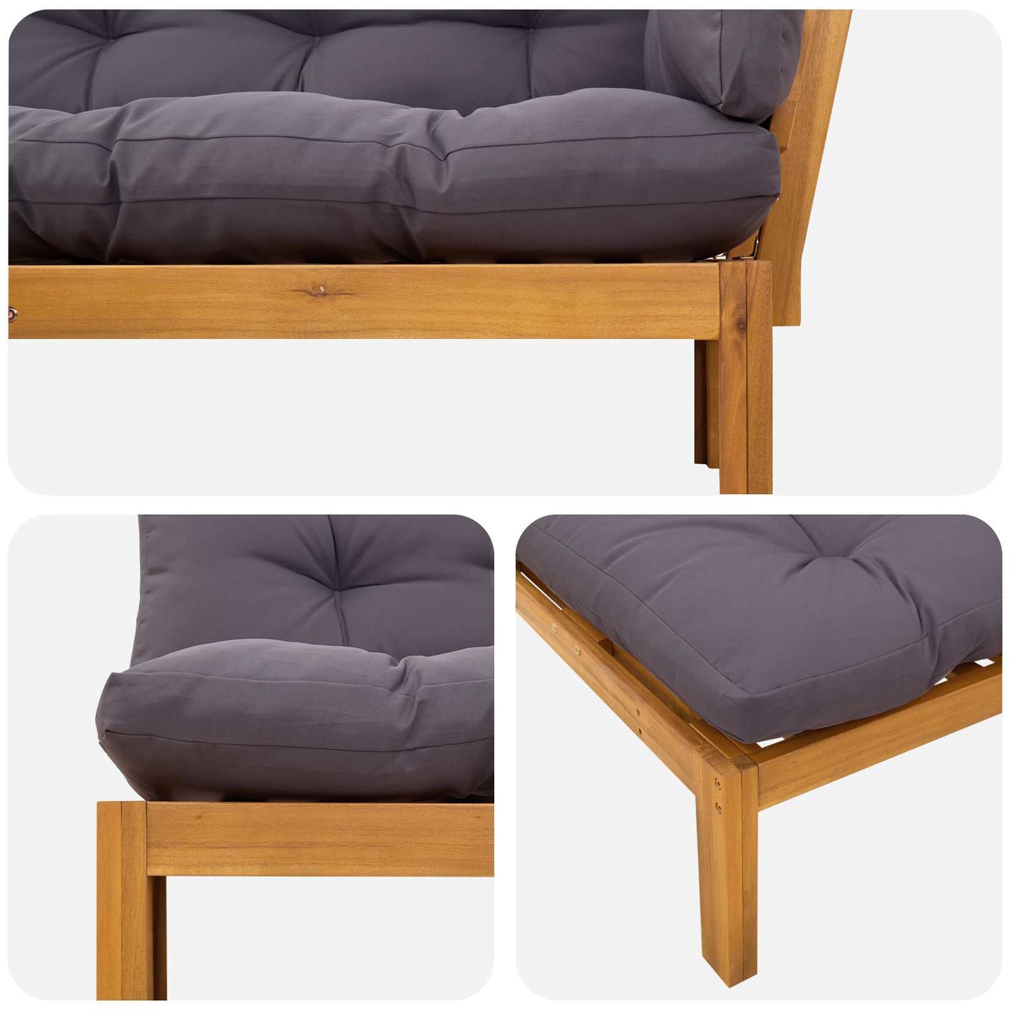 Garten Pallet Sofa Einheiten 2 Stück Natürlich und Dunkelgrau