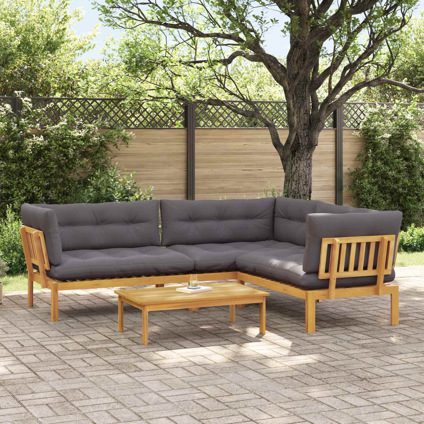 4 Stück Garten Pallet Sofa Einheiten Massivholz Akazie Natur