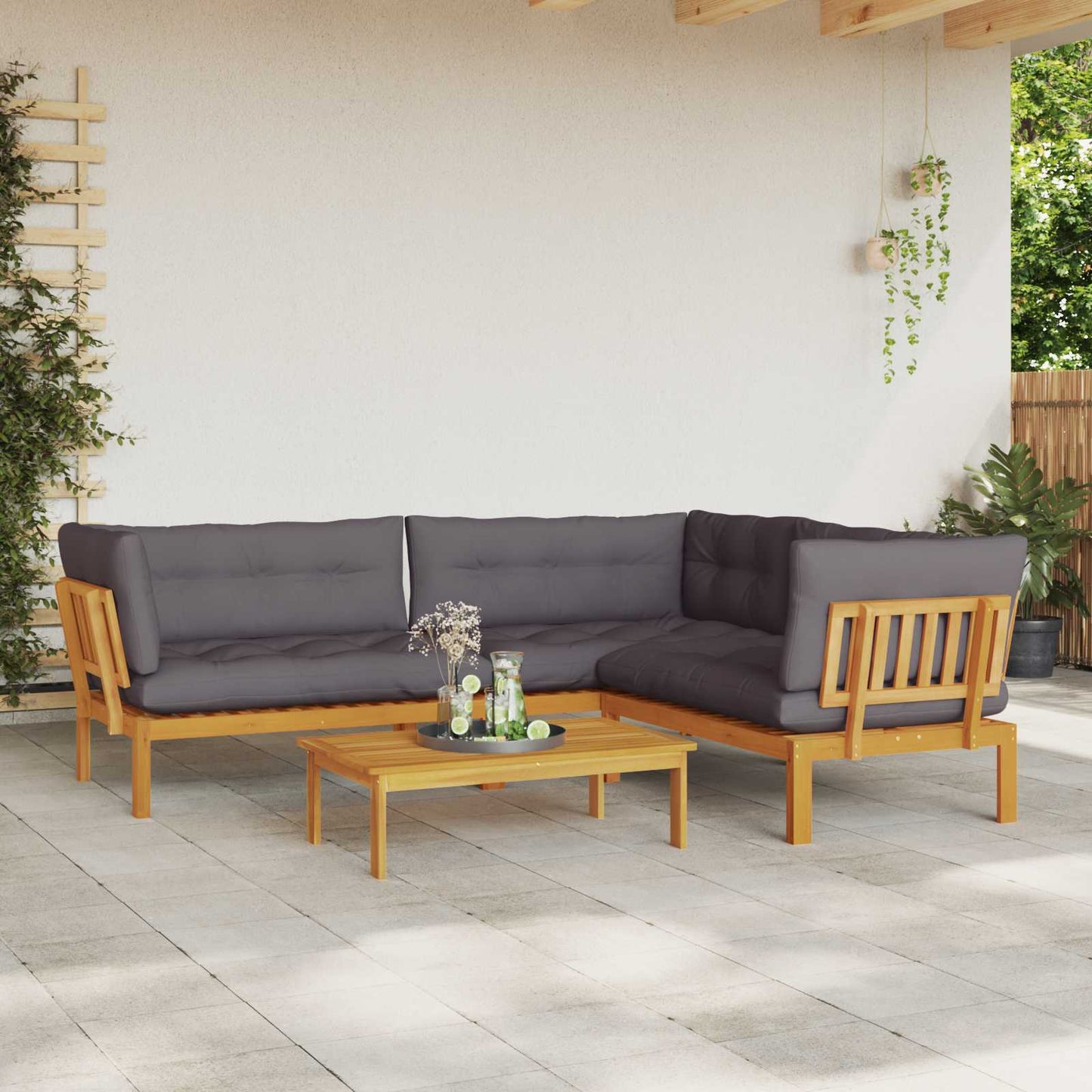 4 Stück Garten Pallet Sofa Einheiten Massivholz Akazie Natur