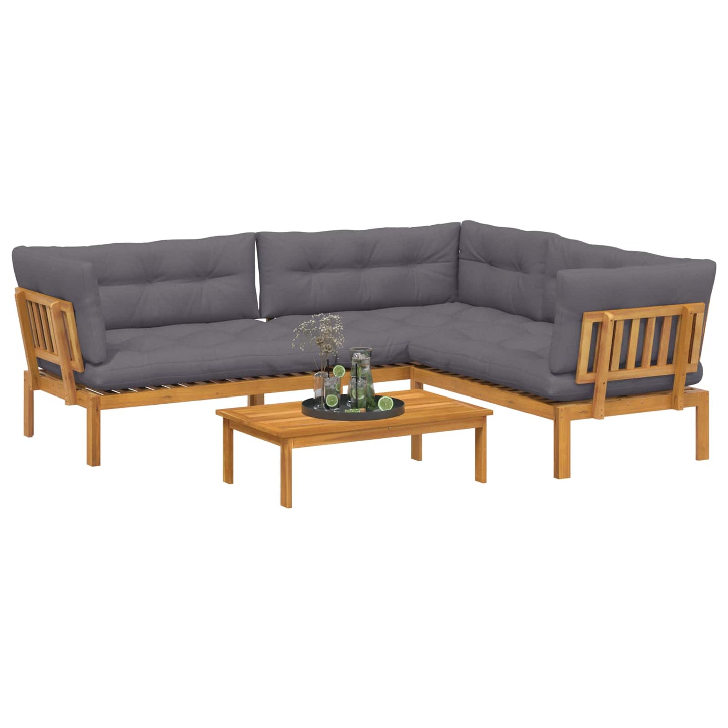 4 Stück Garten Pallet Sofa Einheiten Massivholz Akazie Natur
