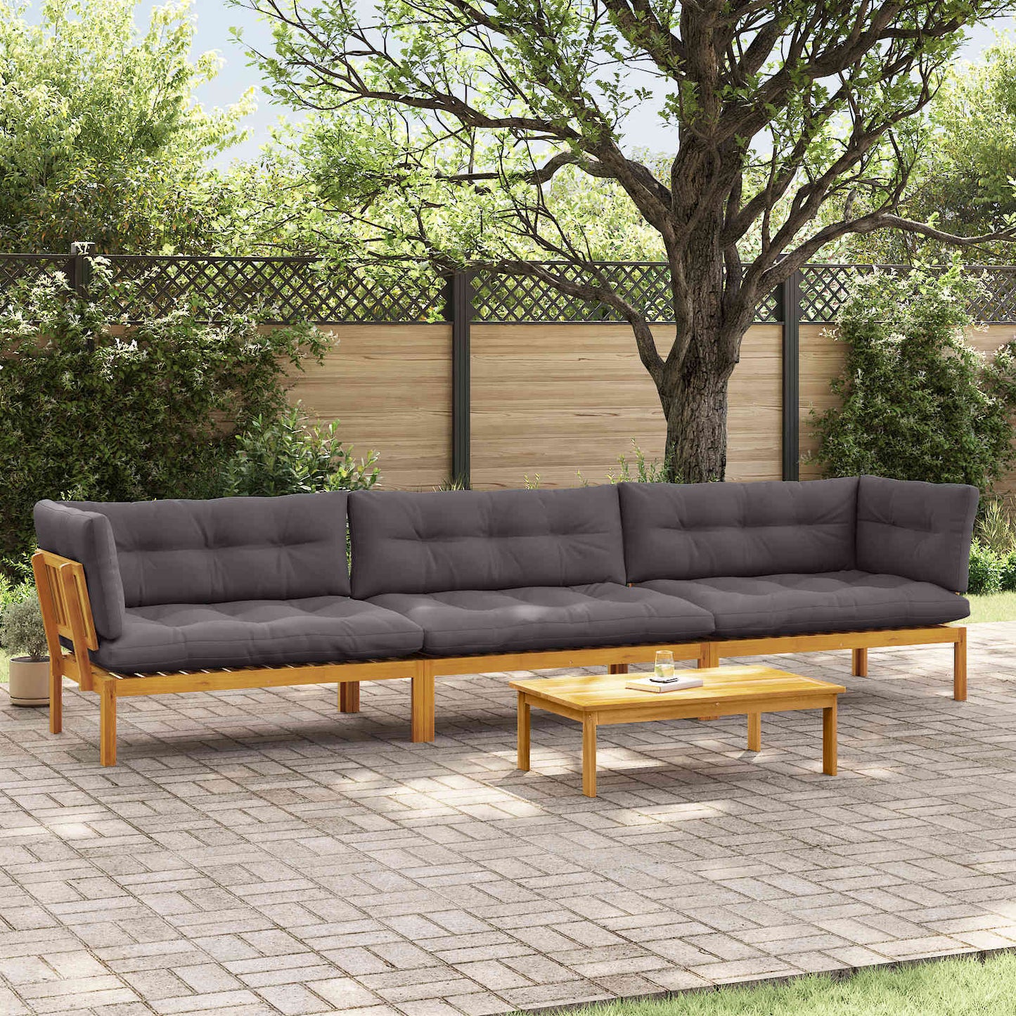 4 Stück Garten Pallet Sofa Einheiten Massivholz Akazie Natur