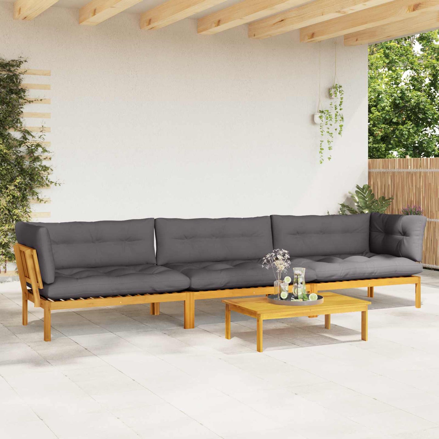4 Stück Garten Pallet Sofa Einheiten Massivholz Akazie Natur