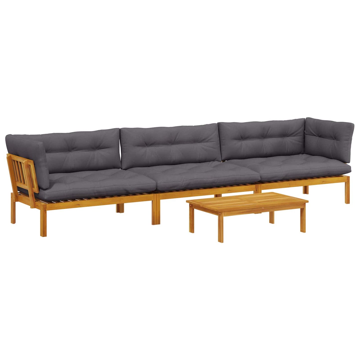 4 Stück Garten Pallet Sofa Einheiten Massivholz Akazie Natur