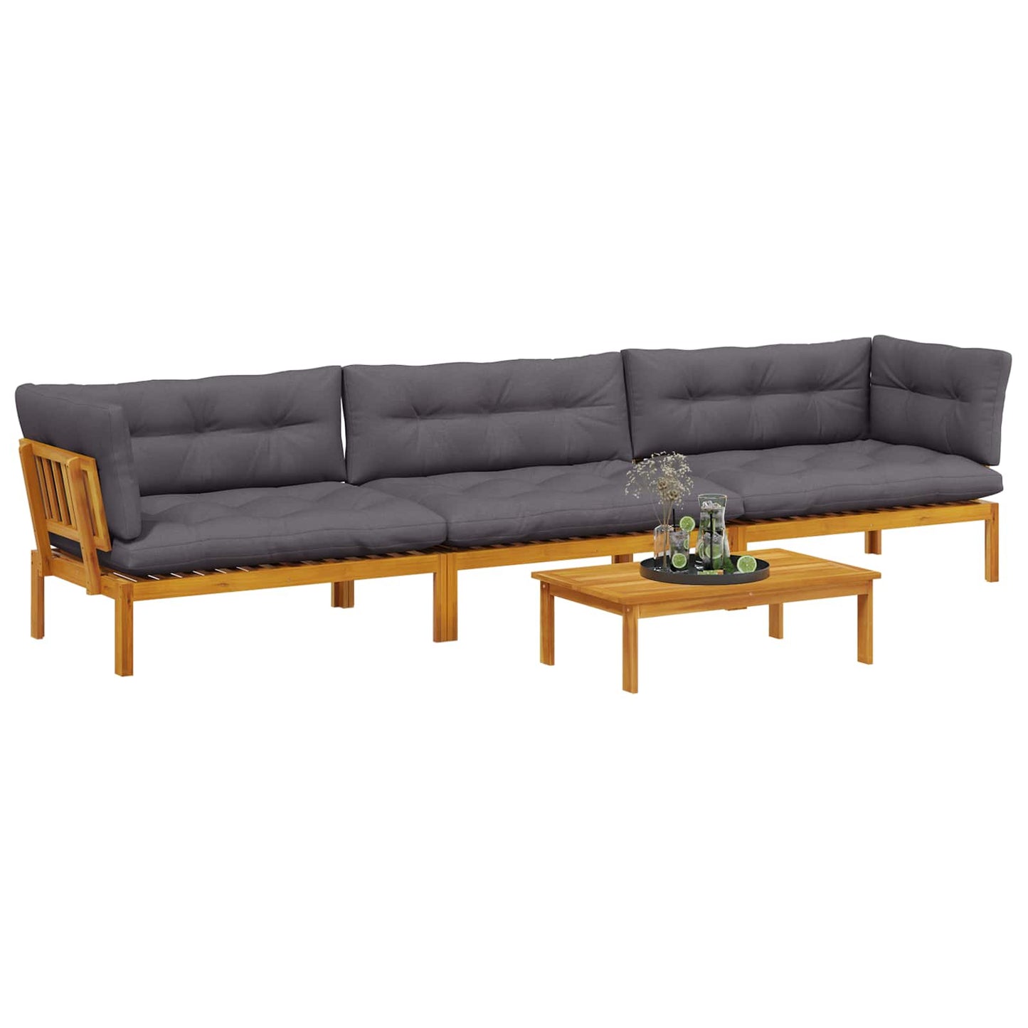 4 Stück Garten Pallet Sofa Einheiten Massivholz Akazie Natur