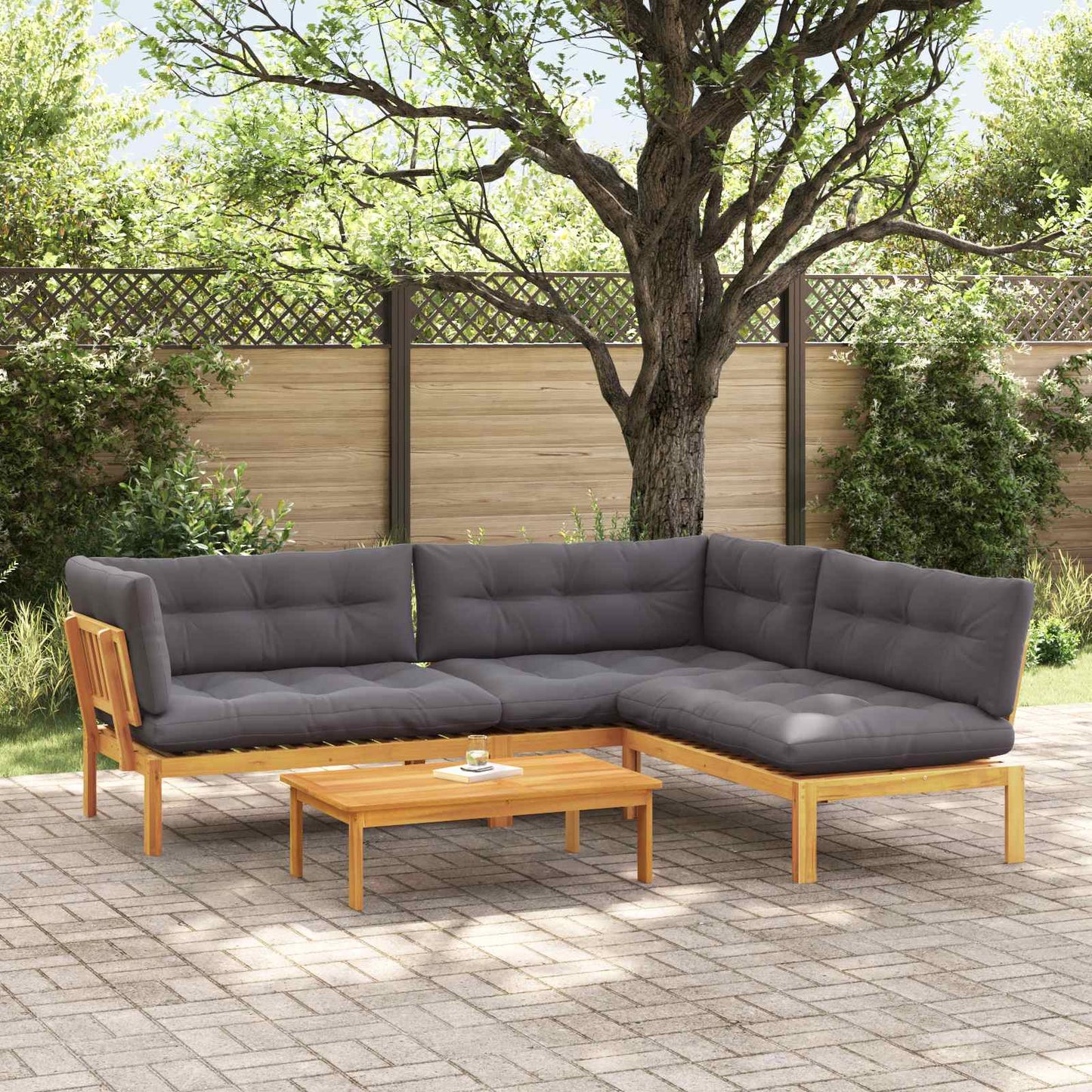4 Stück Garten Pallet Sofa Einheiten Massivholz Akazie Natur