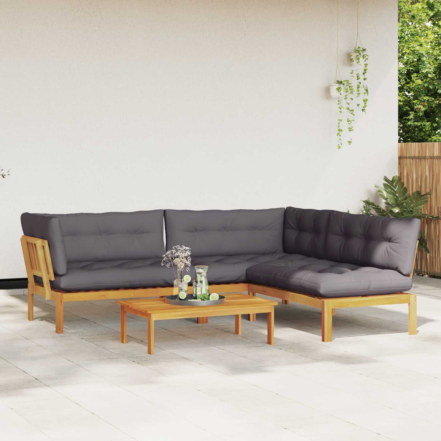 4 Stück Garten Pallet Sofa Einheiten Massivholz Akazie Natur
